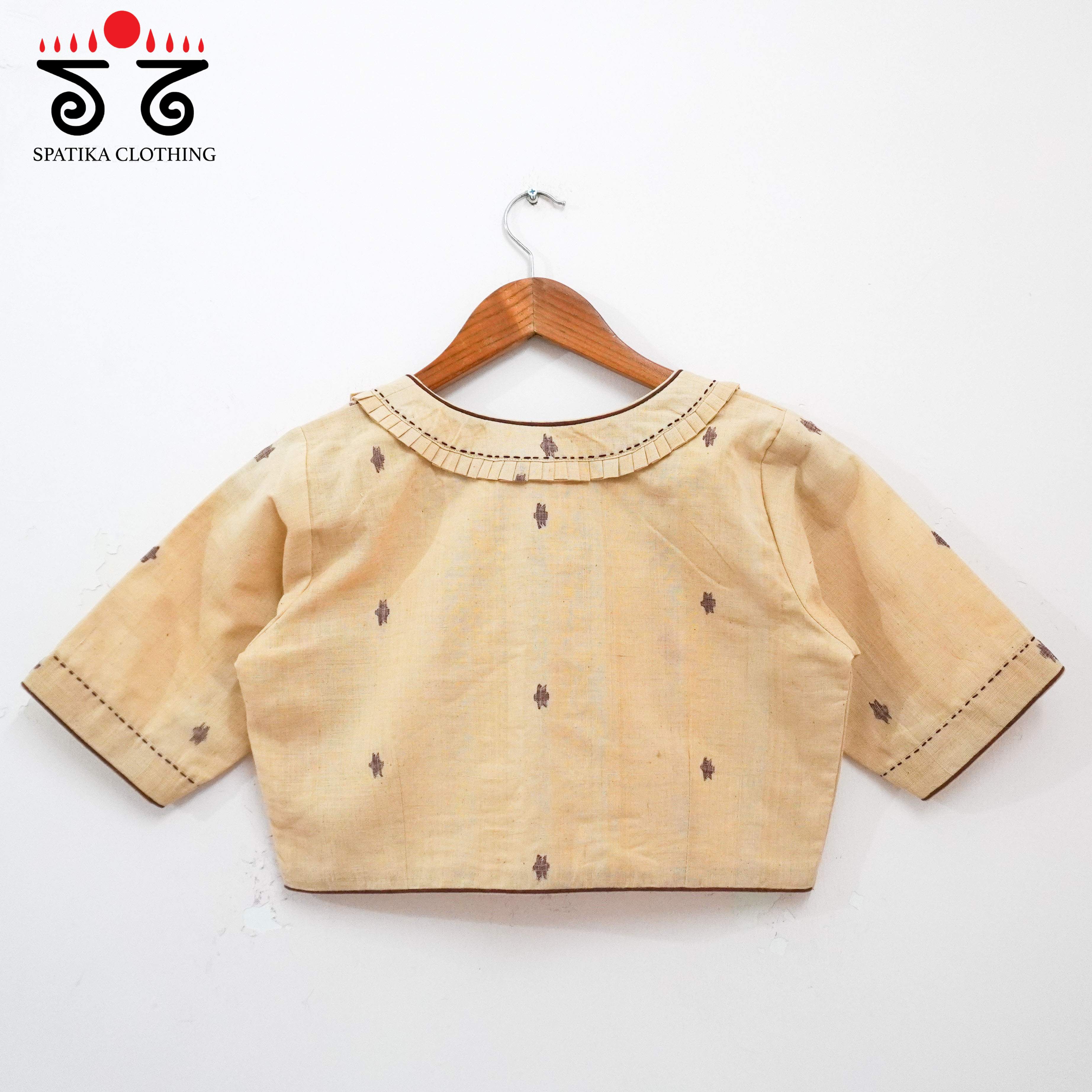 The Frilled Beige Jamdhani Blouse