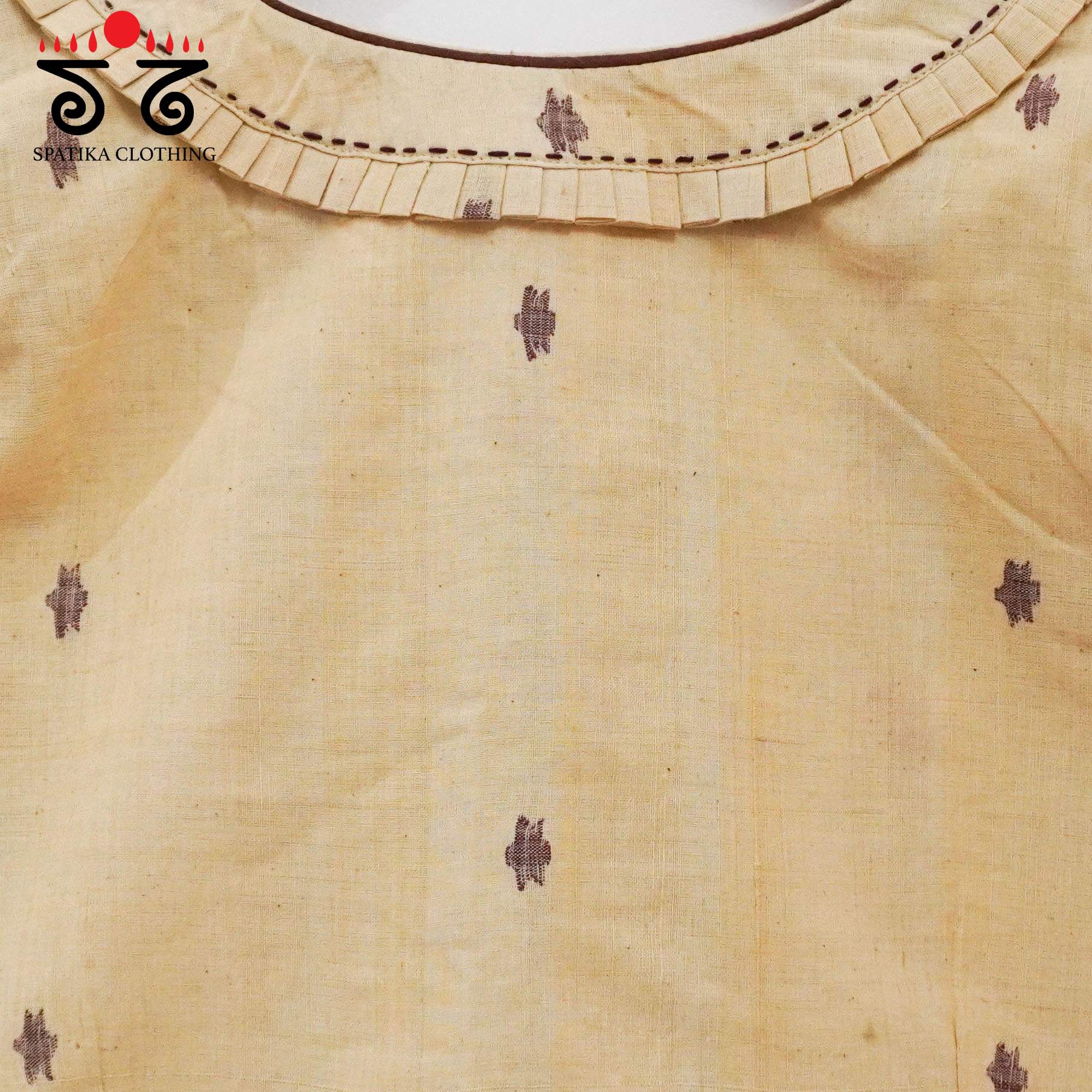 The Frilled Beige Jamdhani Blouse