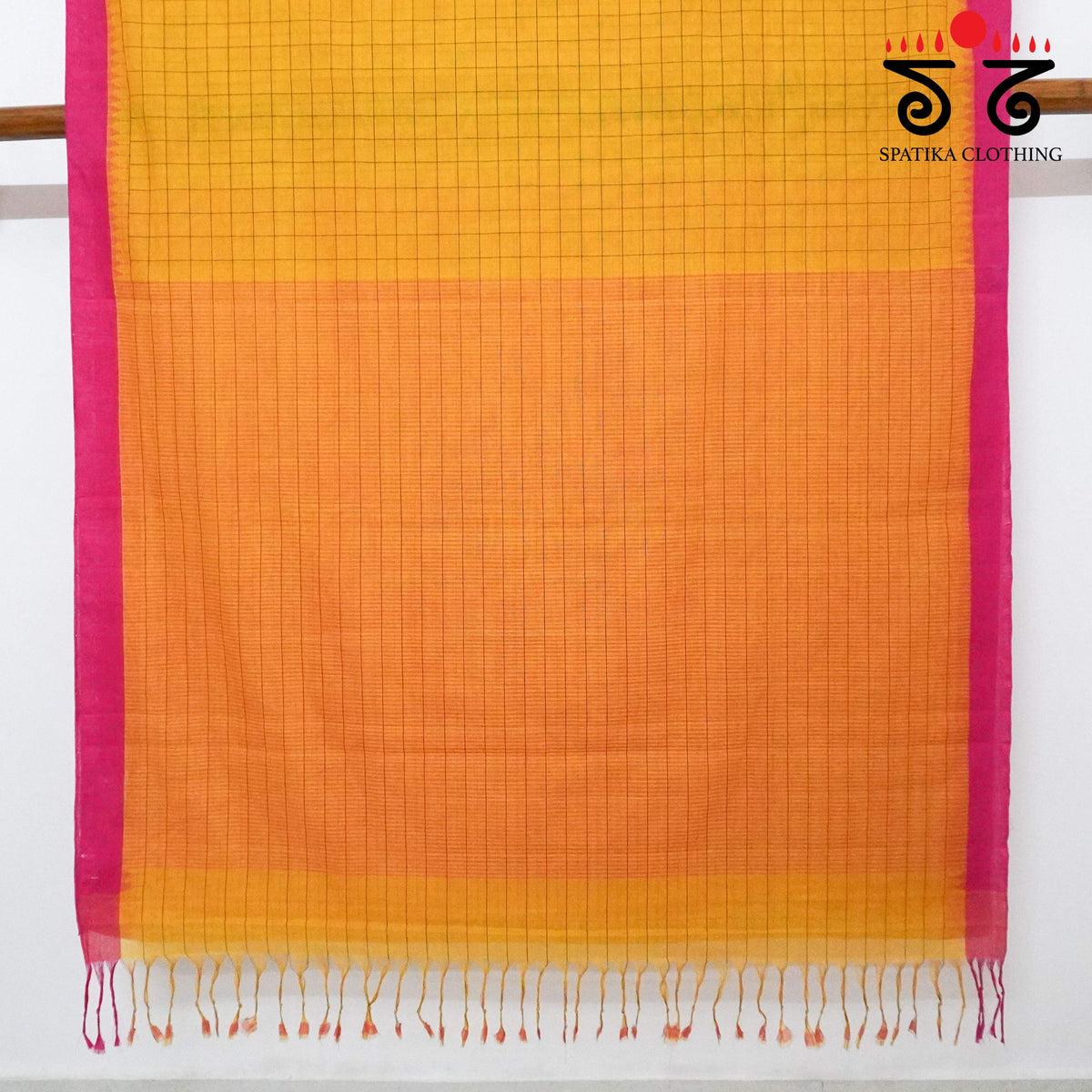 Yellow & Pink Ponduru Handspun Cotton Saree