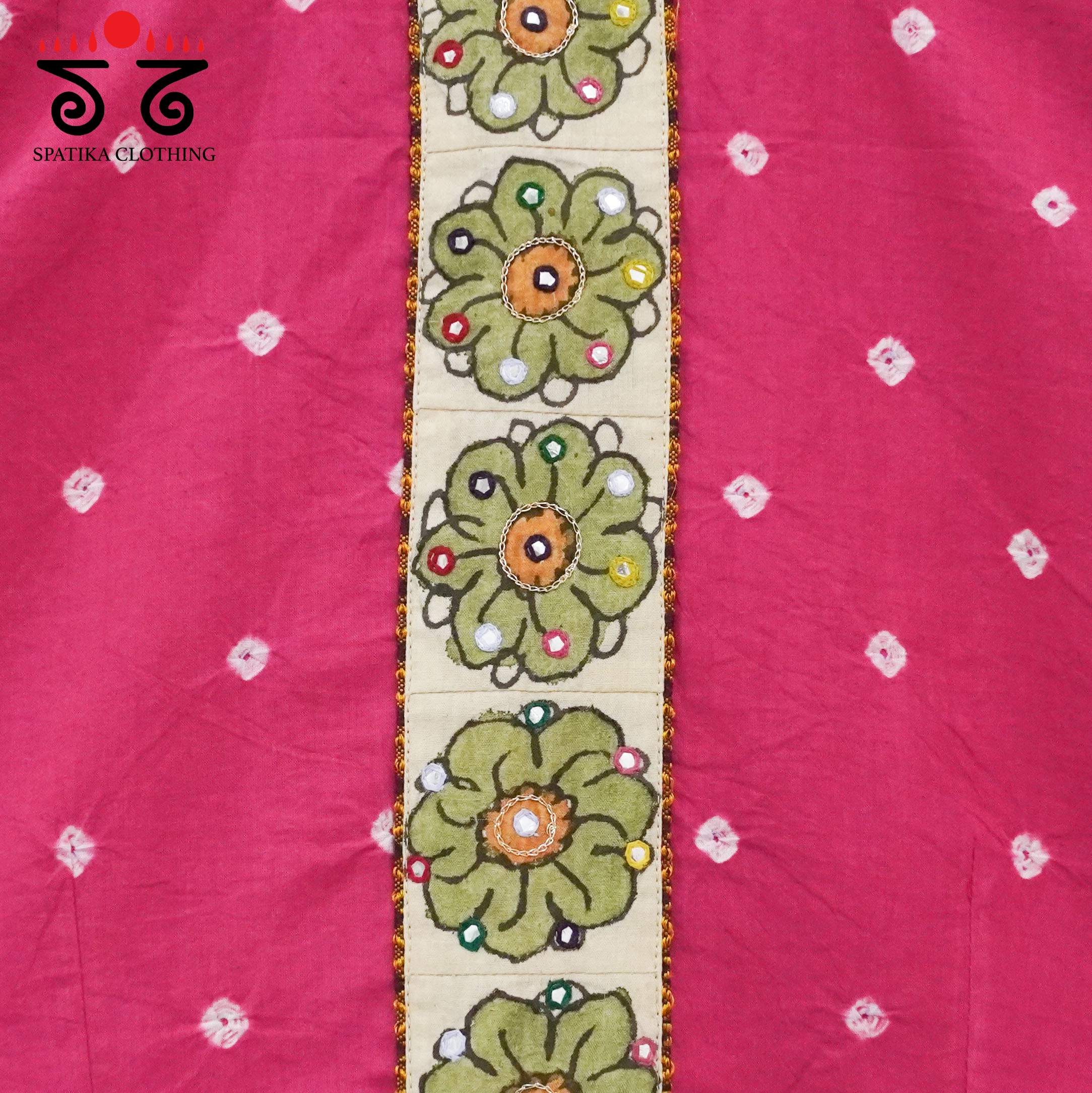 Pink Bandhini-Pen Kalamkari Handcrafted Blouse