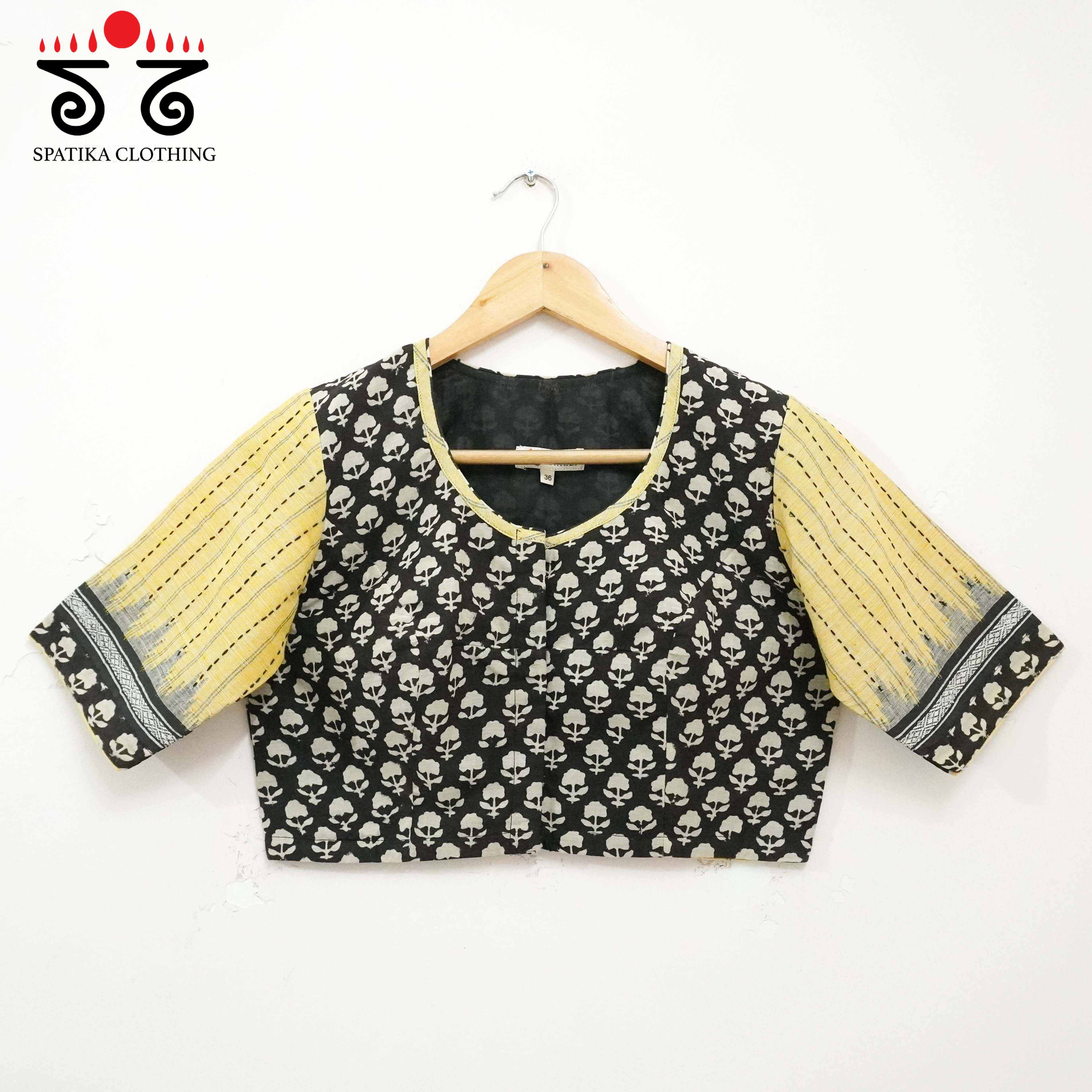 Ponduru Bagru - Black & Yellow Handcrafted Blouse