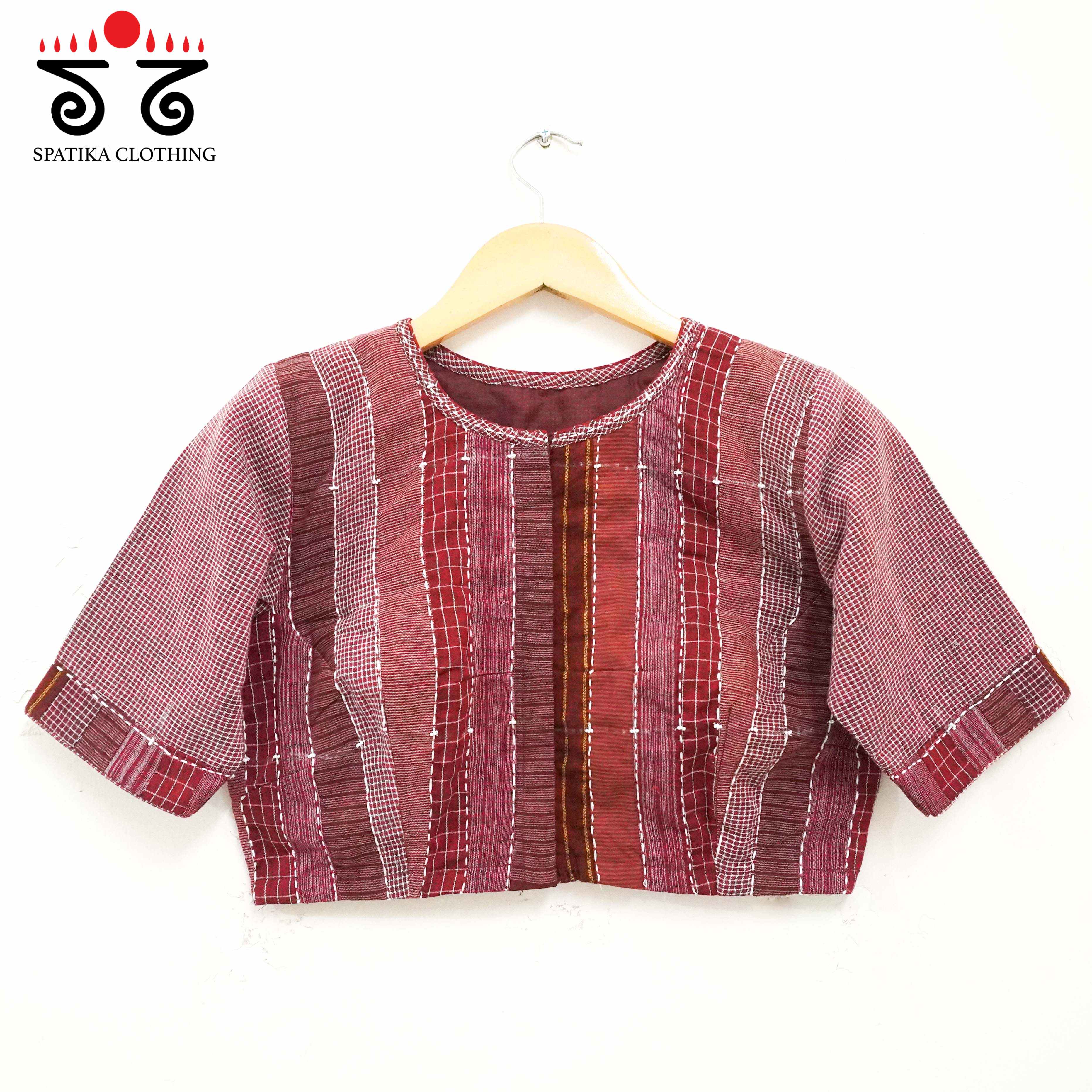 The Monochrome Maroon & White Blouse