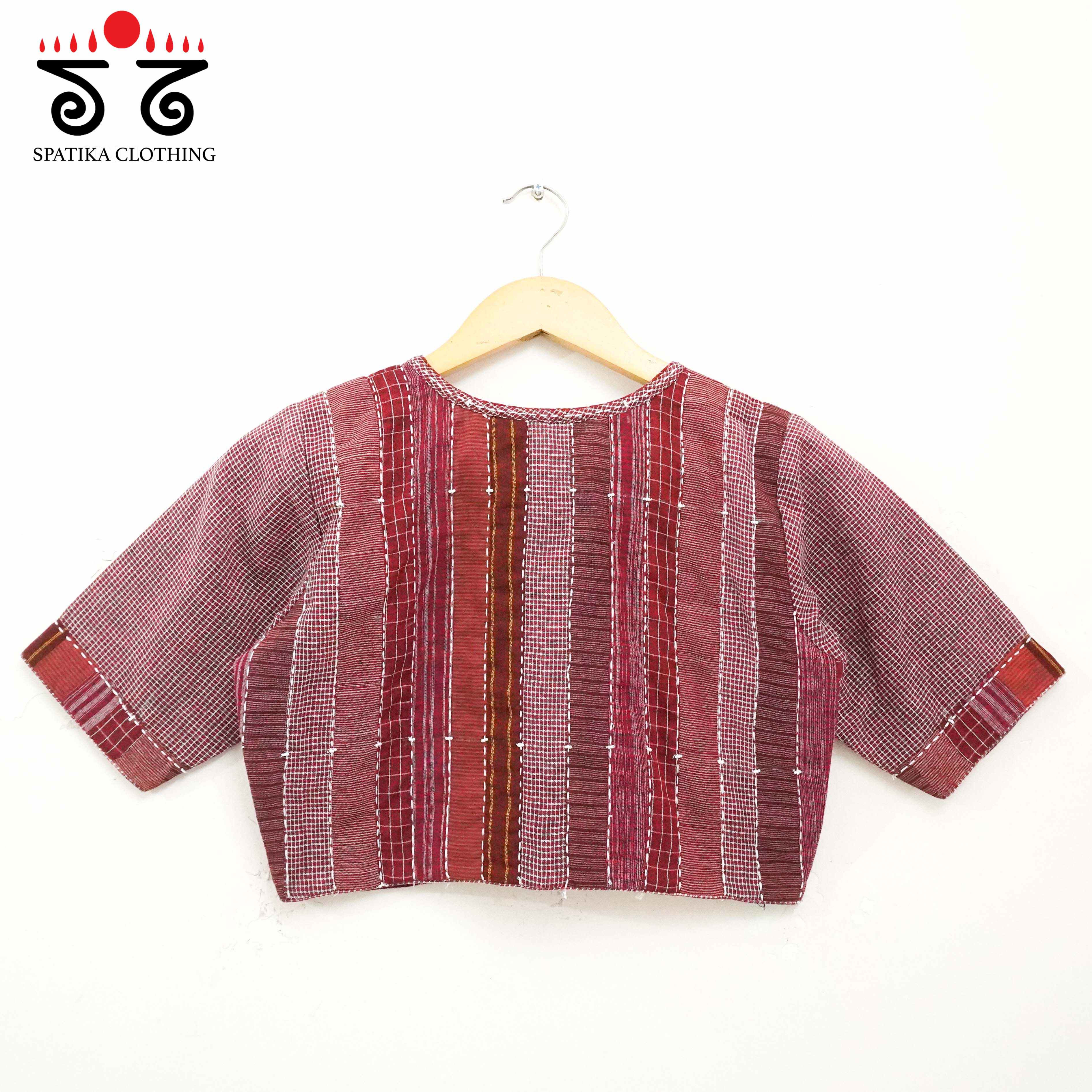 The Monochrome Maroon & White Blouse