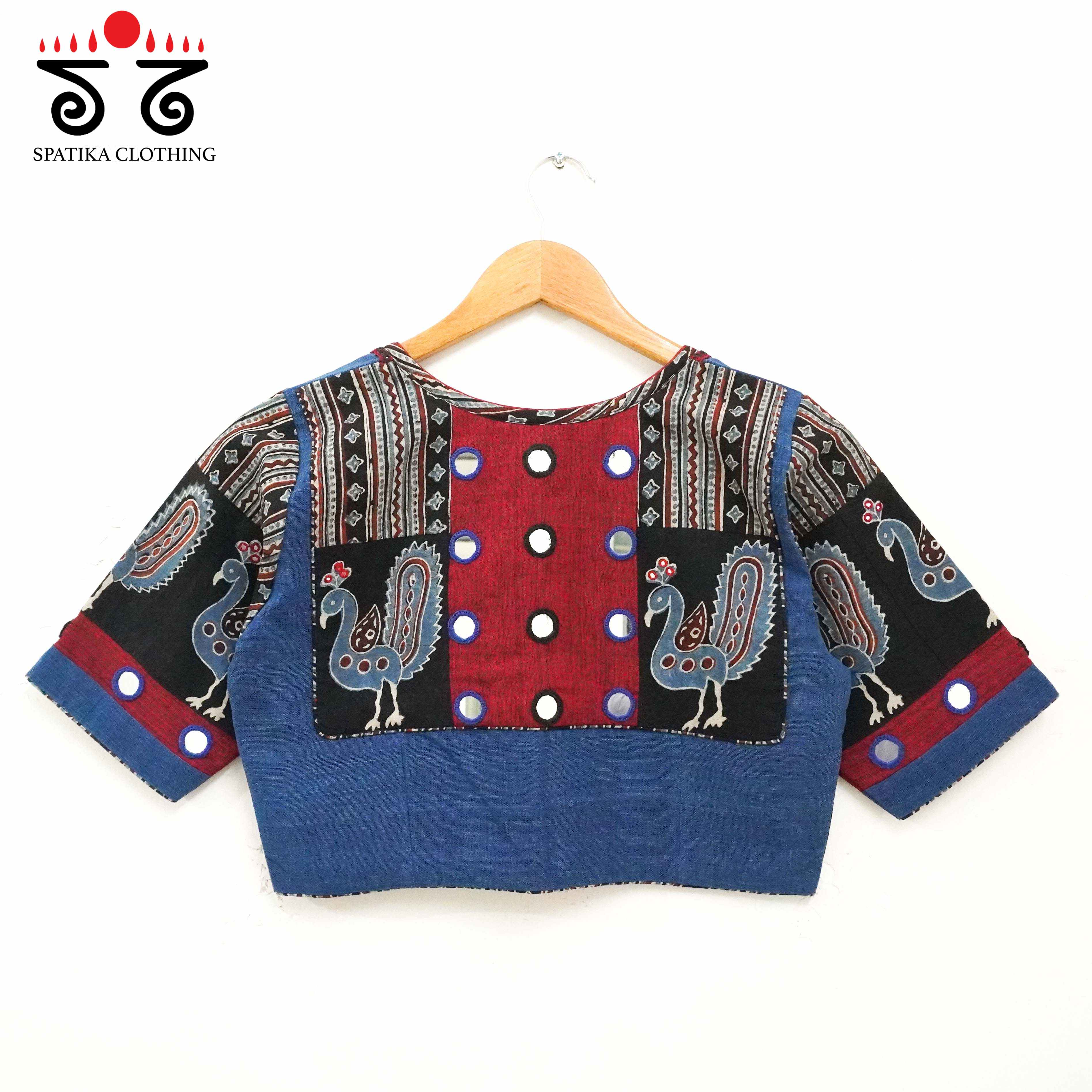 The Morni - Blue Mirror work Blouse