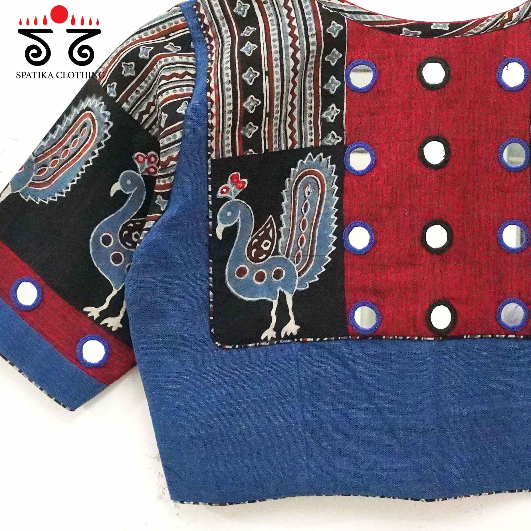 The Morni - Blue Mirror work Blouse