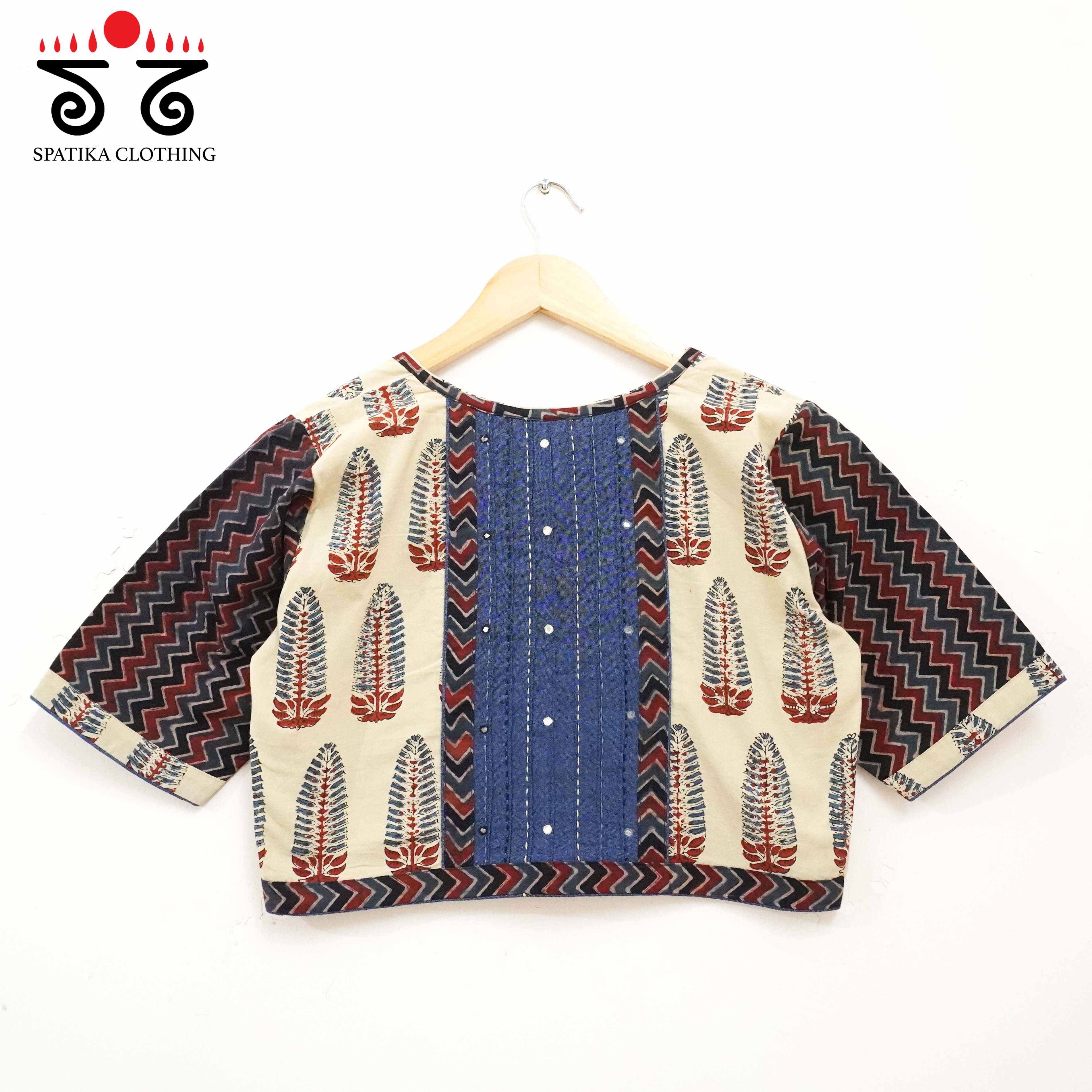 The Ajrakh Blue & White Pintuck Blouse