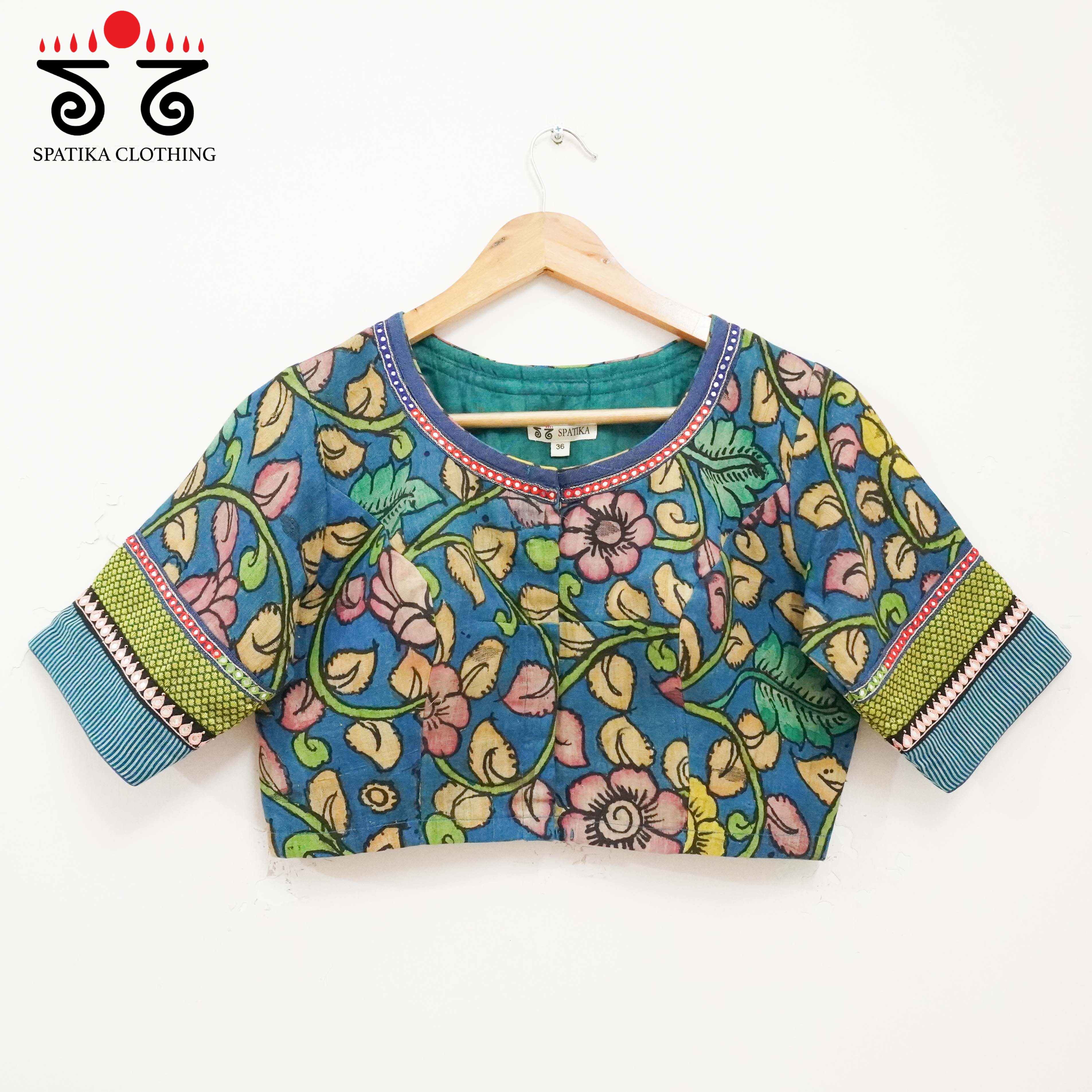 Pen Kalamkari - Blue Handcrafted Blouse