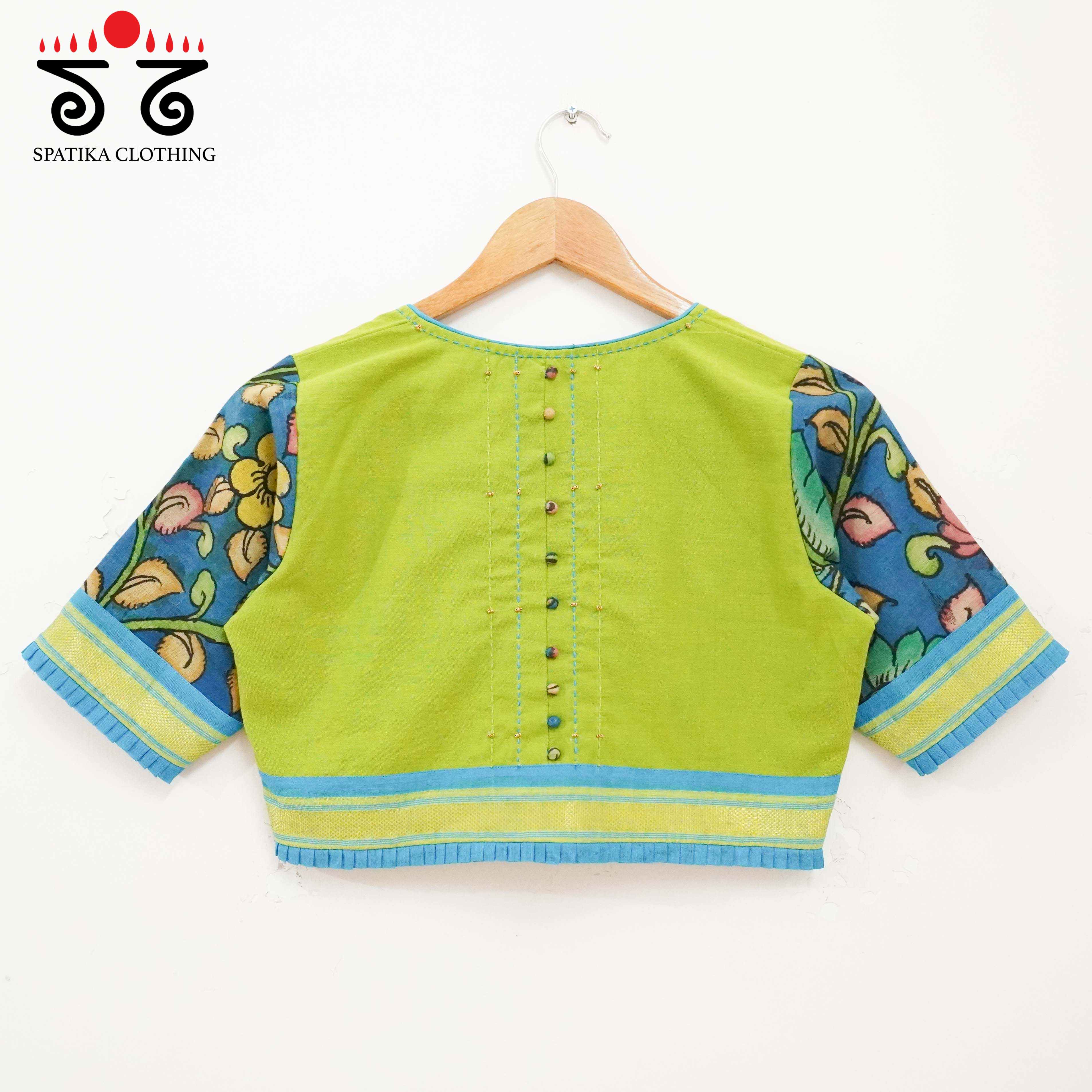 Pen Kalamkari - Green Handcrafted Blouse
