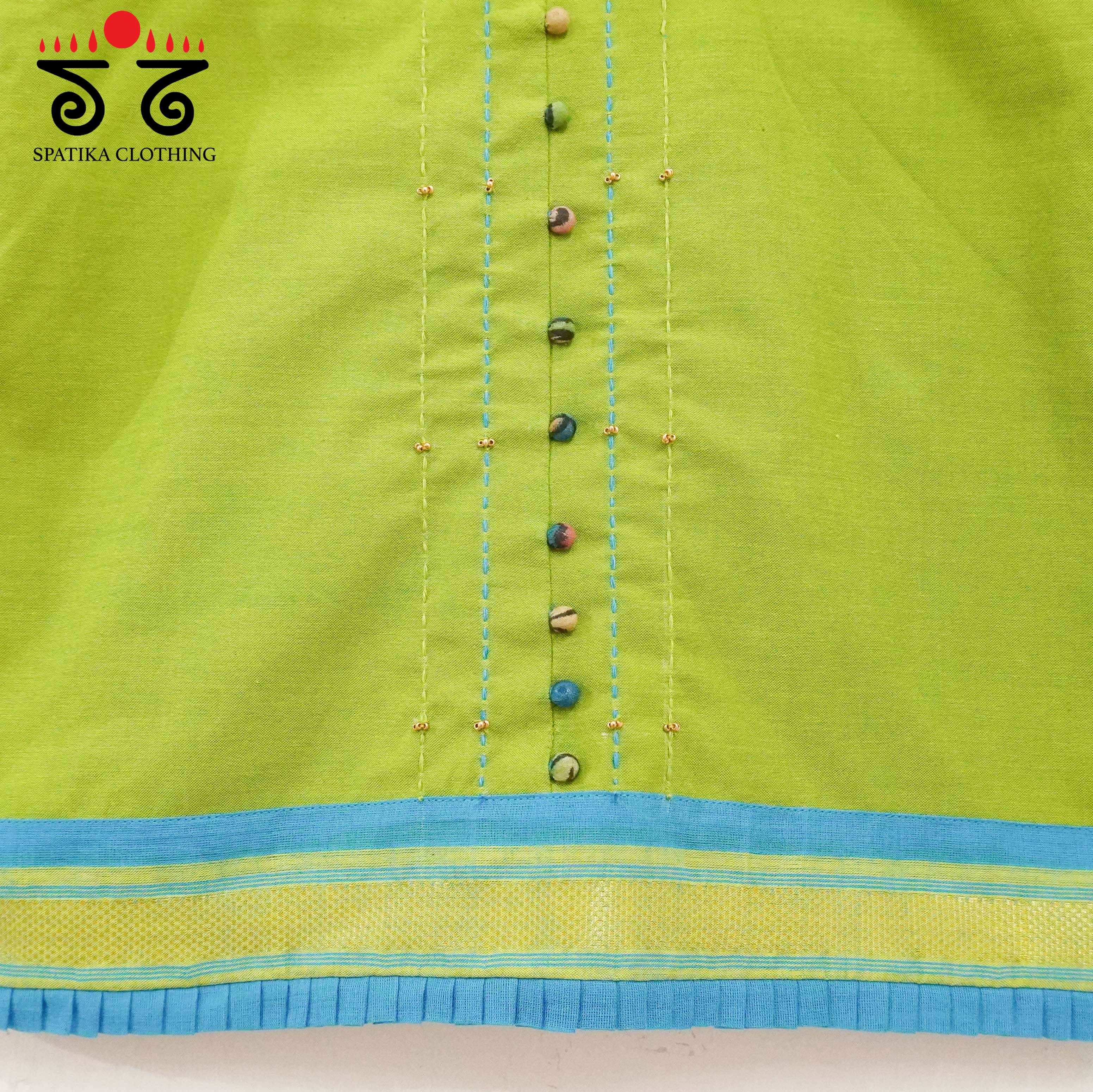 Pen Kalamkari - Green Handcrafted Blouse