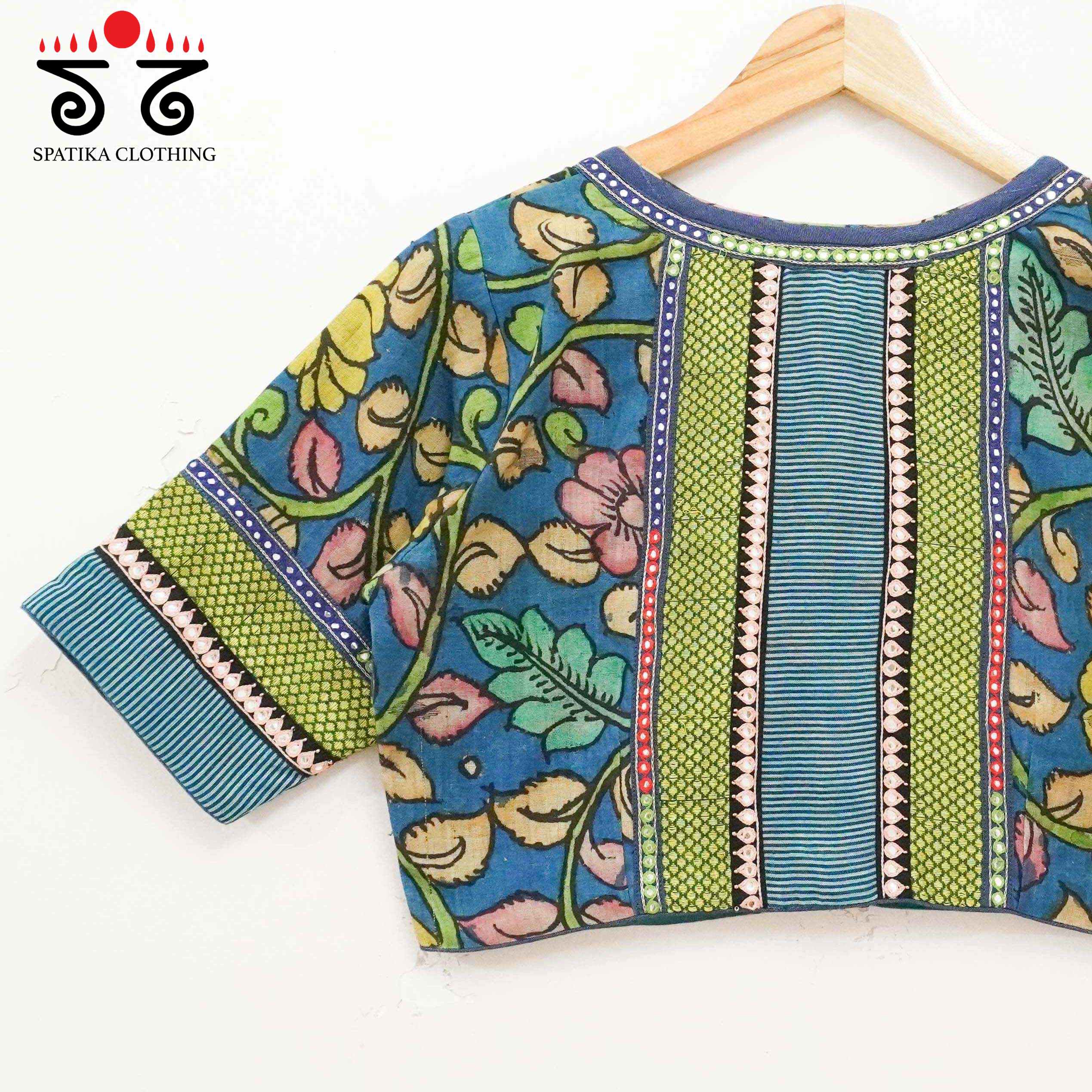 Pen Kalamkari - Blue Handcrafted Blouse
