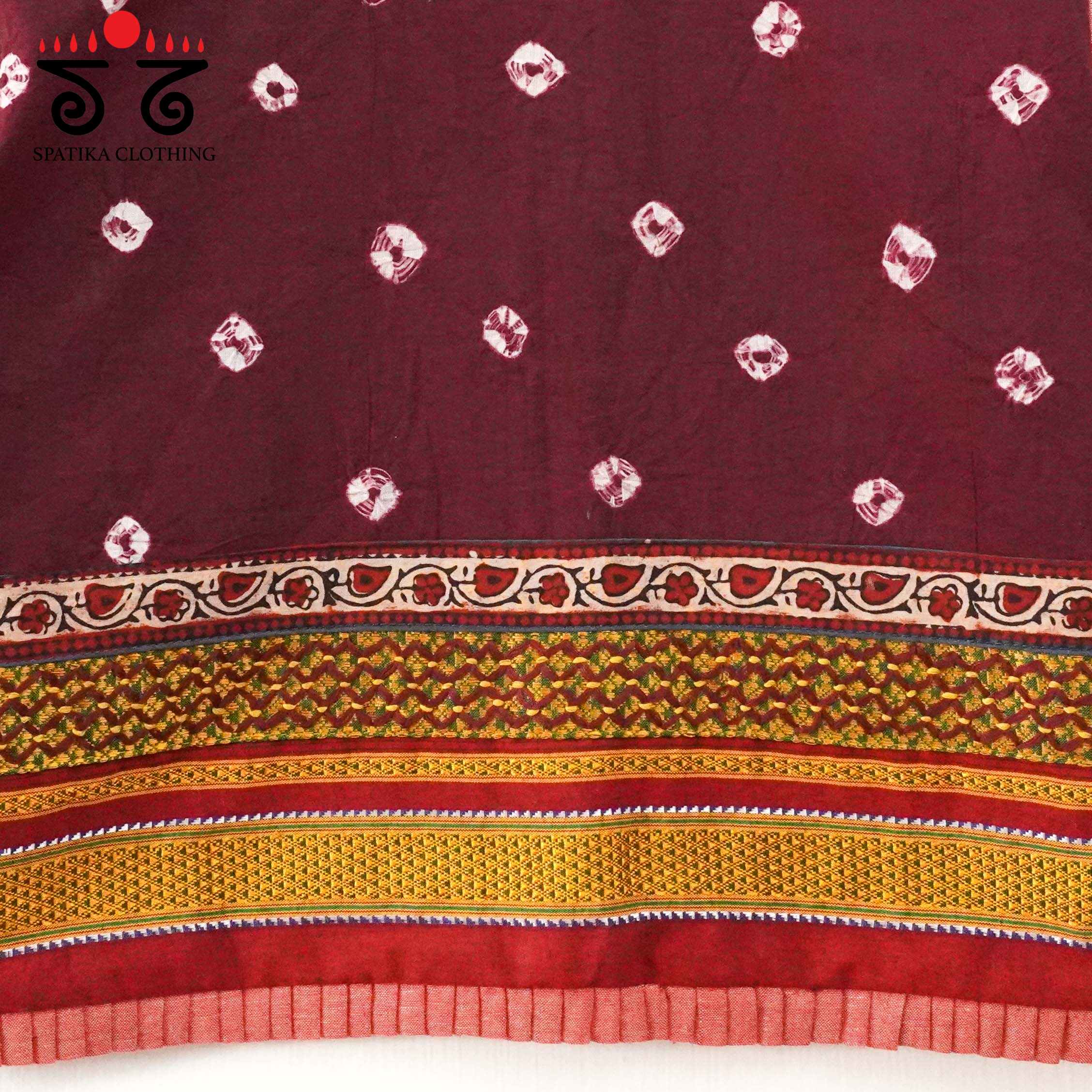 Pink & Brown Bandhini-Khun Handcrafted Blouse