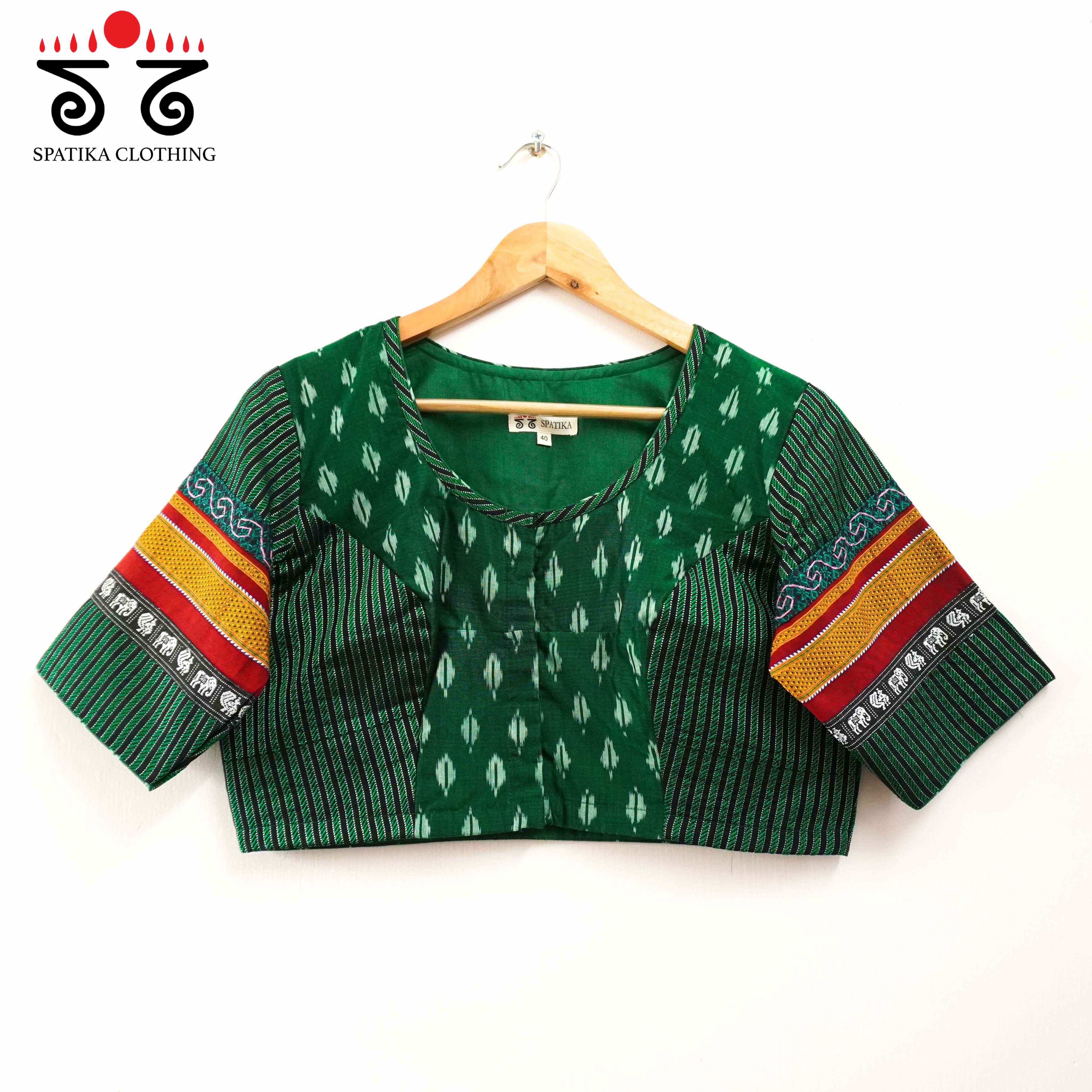 Green Ikat Khun-Hand crafted Blouse