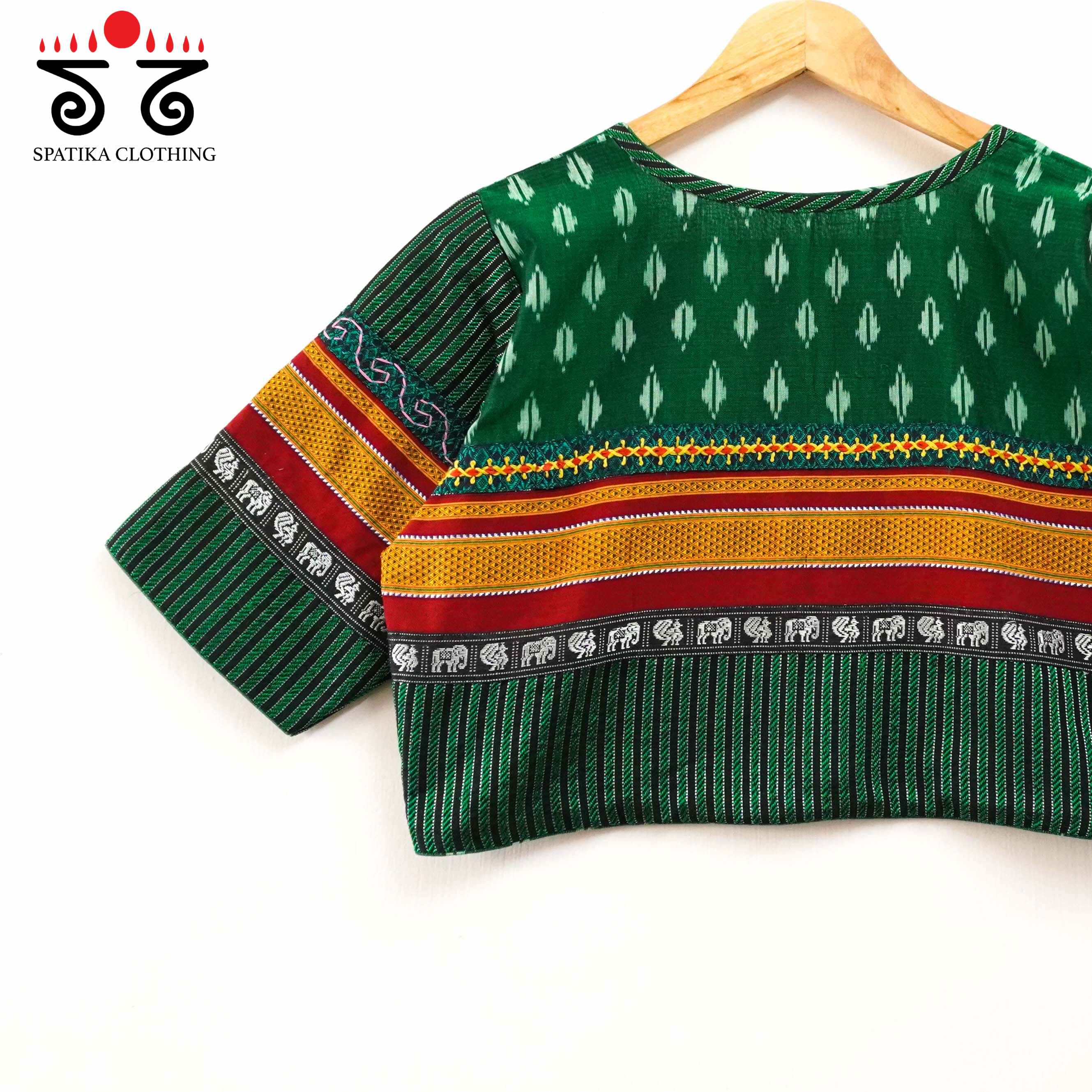 Green Ikat Khun-Hand crafted Blouse