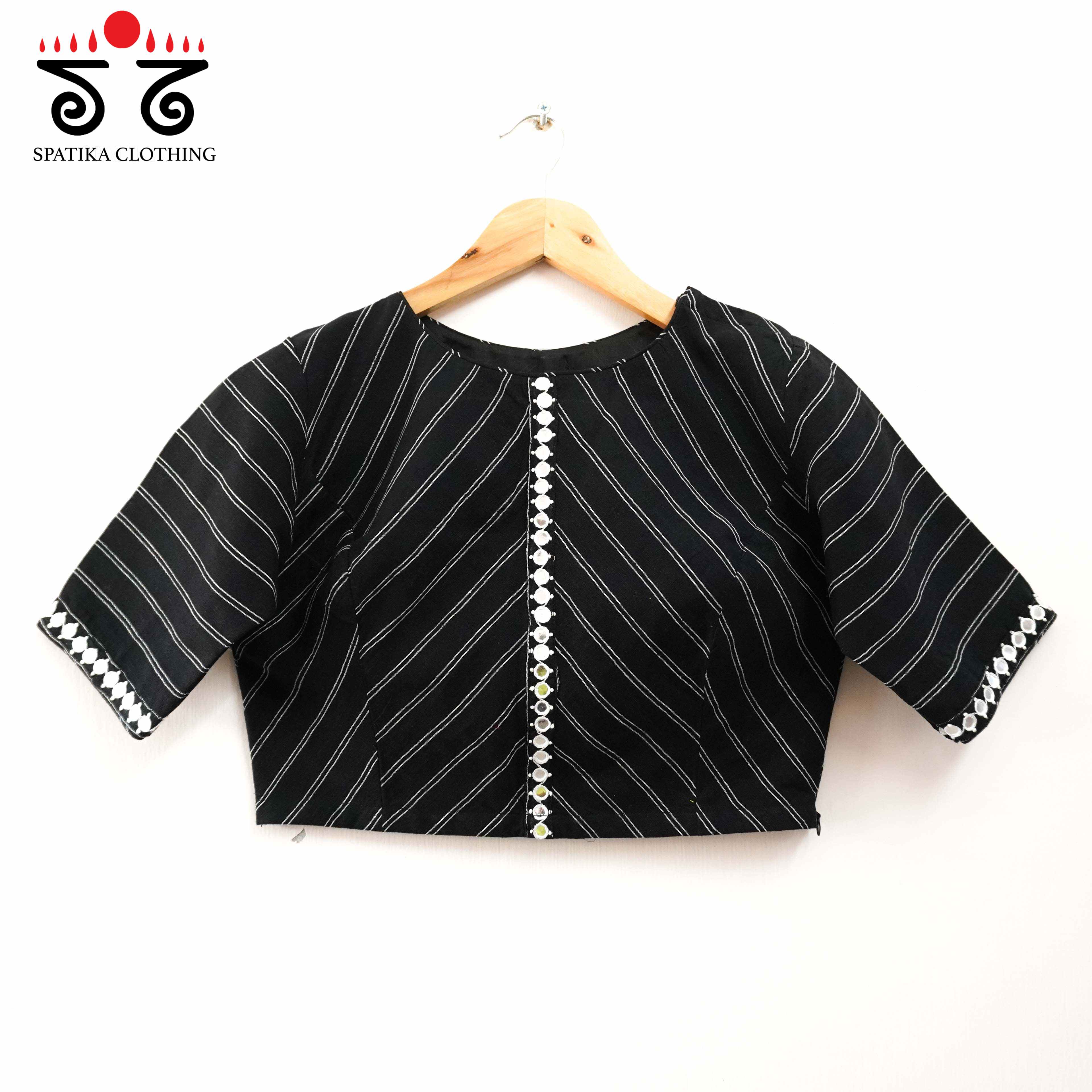 Stripes & Mirrors - Black New Handcrafted Blouse