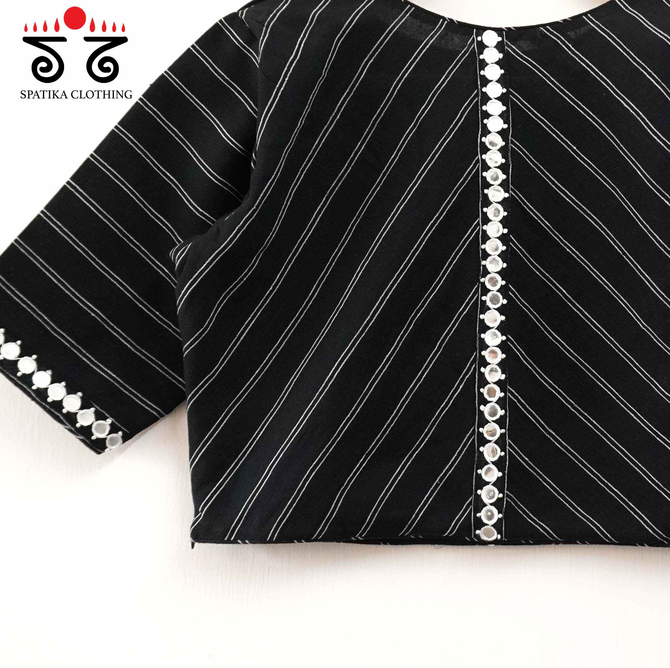 Stripes & Mirrors - Black New Handcrafted Blouse