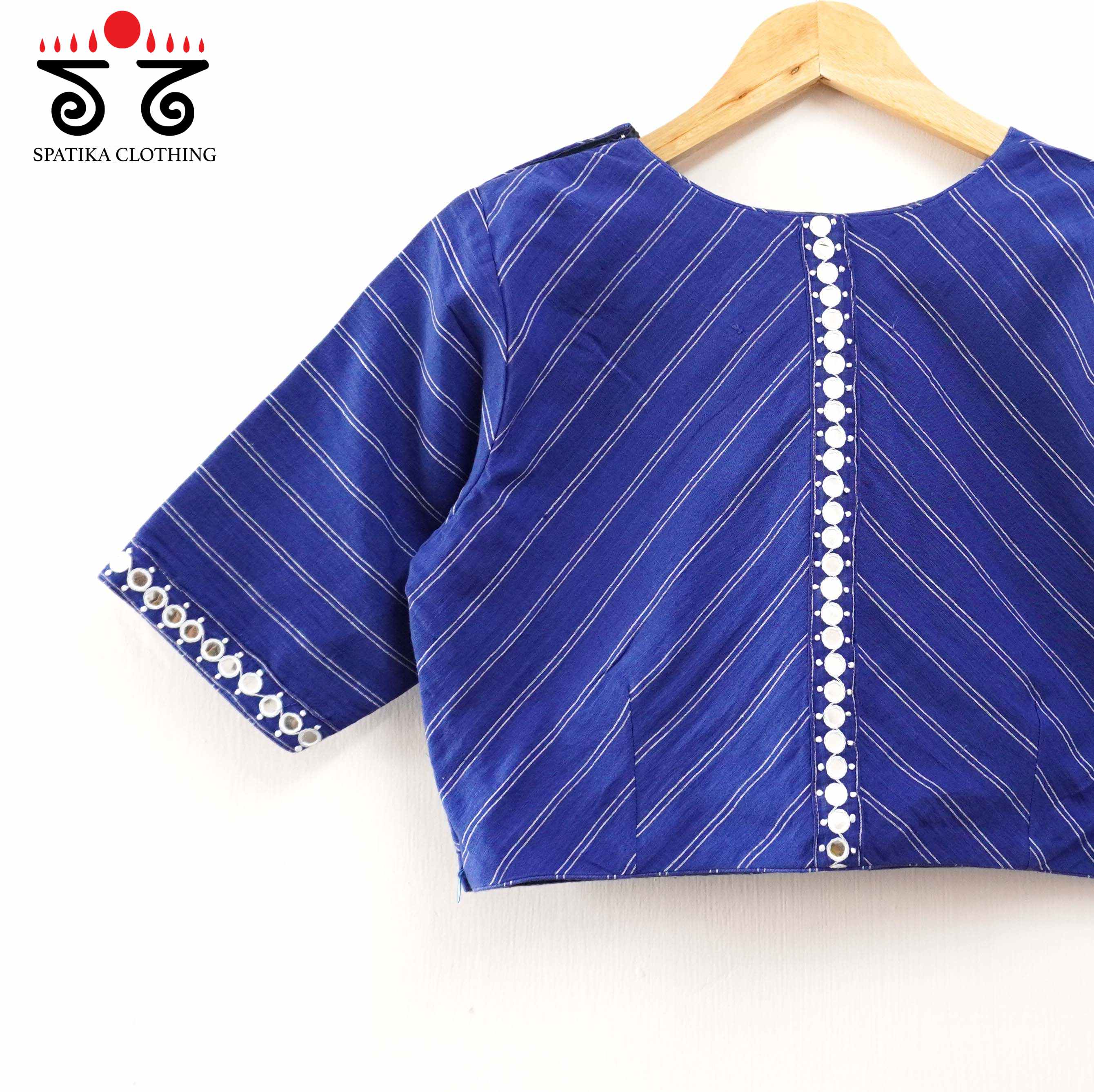 Stripes & Mirrors - Blue New handcrafted Blouse