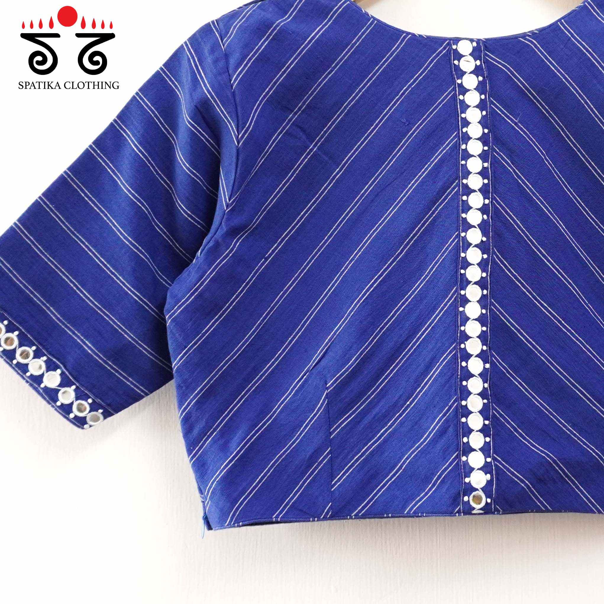 Stripes & Mirrors - Blue New handcrafted Blouse
