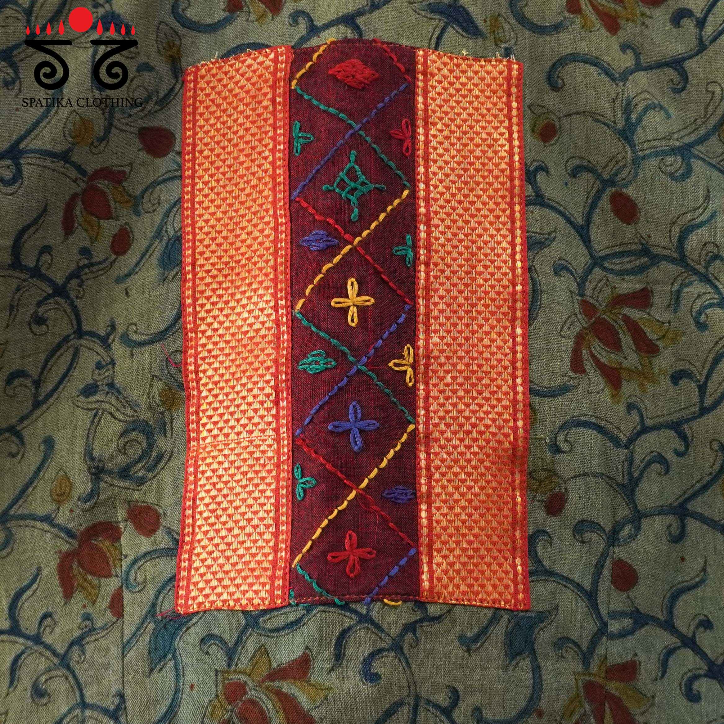 Green Kalamkari Block Printed - Lambani Blouse