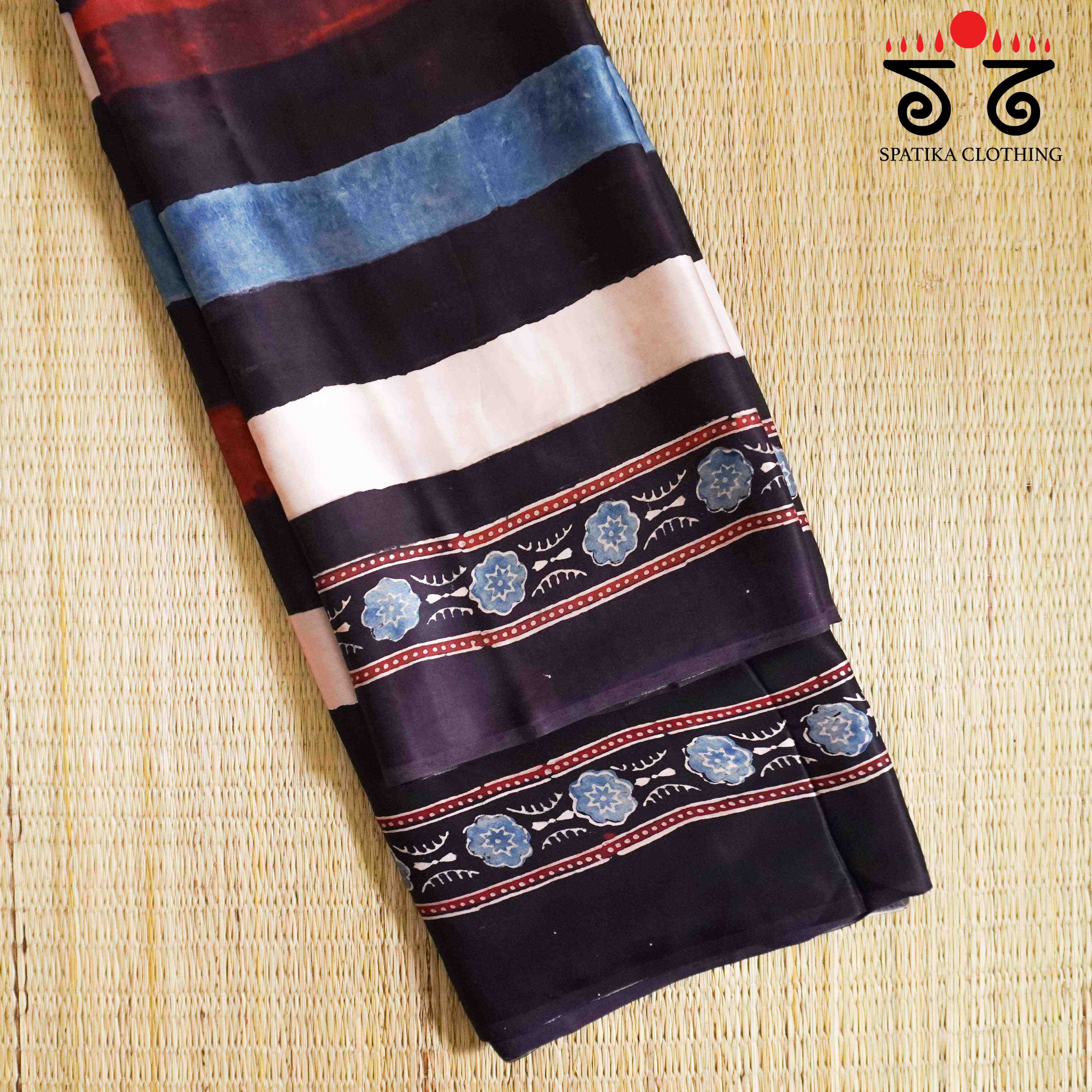 Black Ajrak Modal Silk Saree
