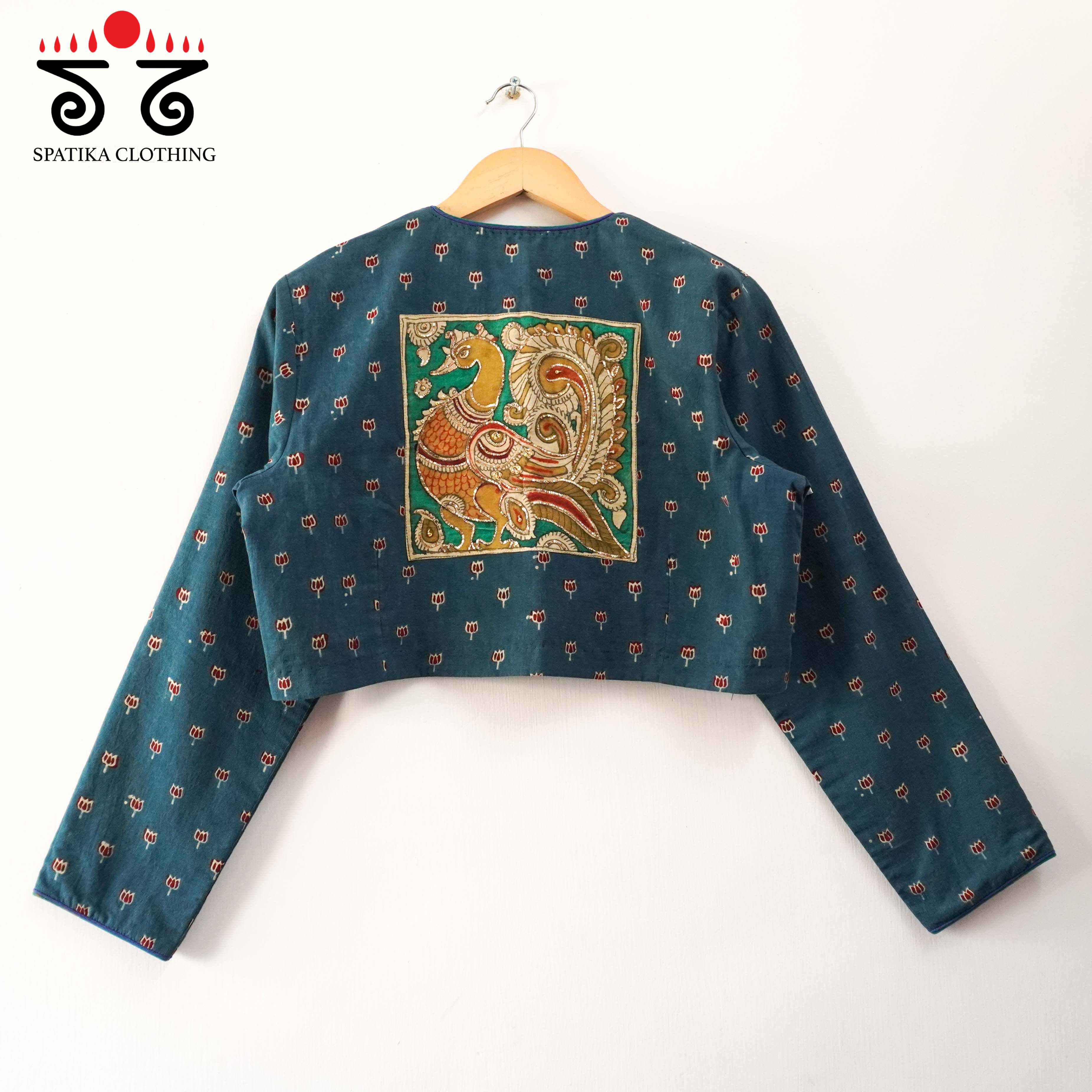 Blue Ajrak Pen Kalamkari - Handcrafted Blouse