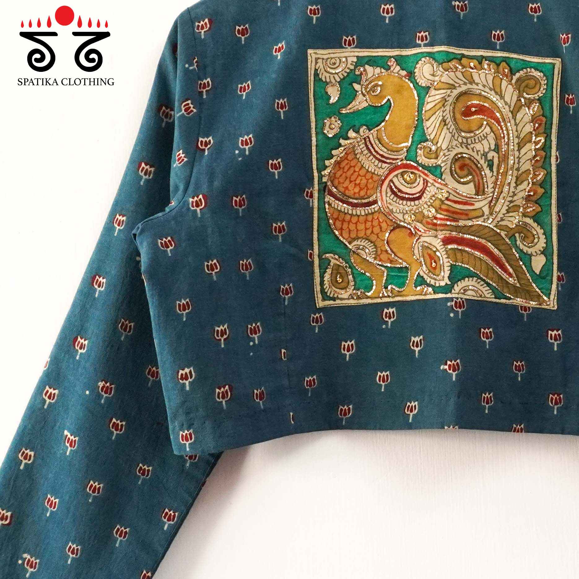 Blue Ajrak Pen Kalamkari - Handcrafted Blouse