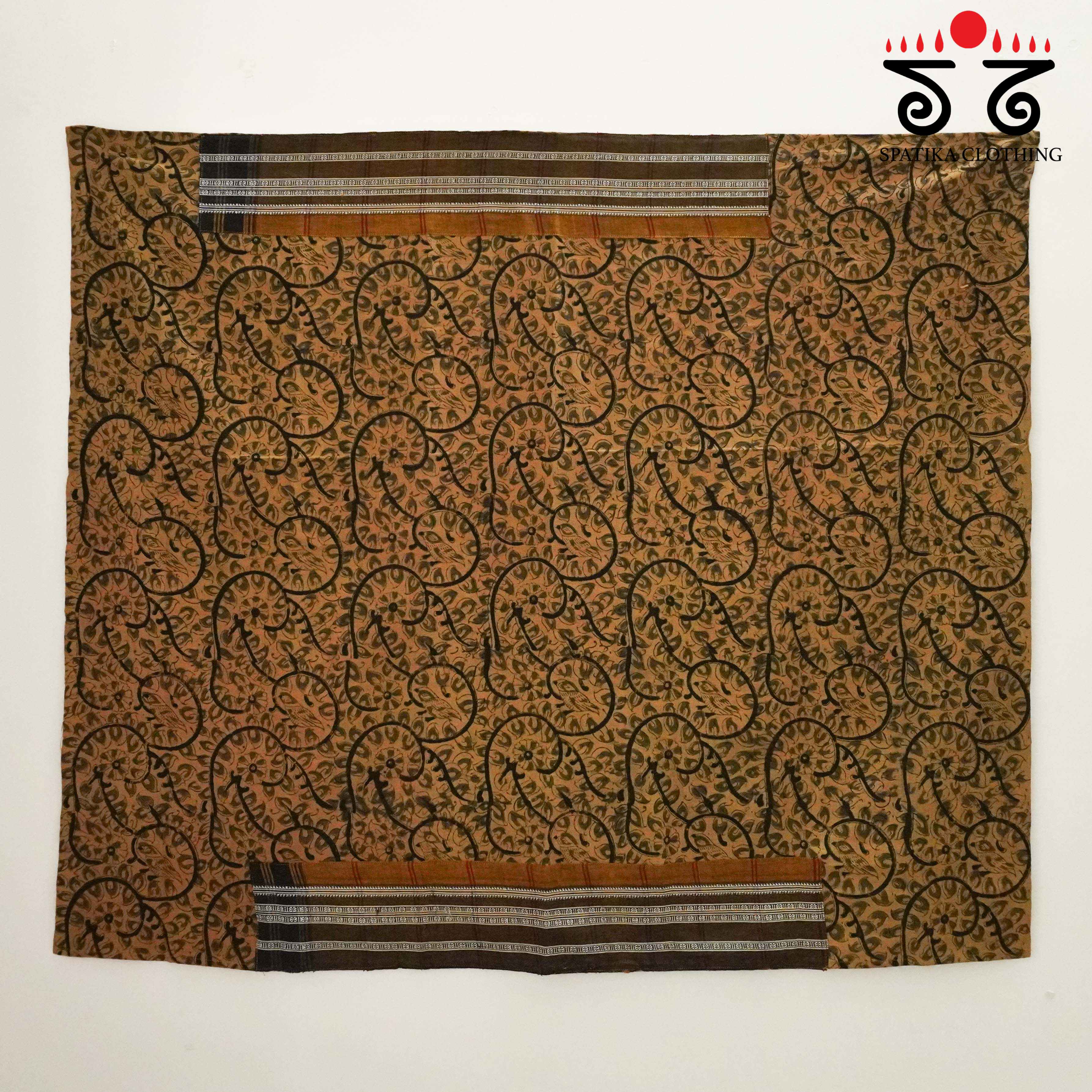 Black Ilkal Handwoven Cotton Saree - Kalamkari Blouse