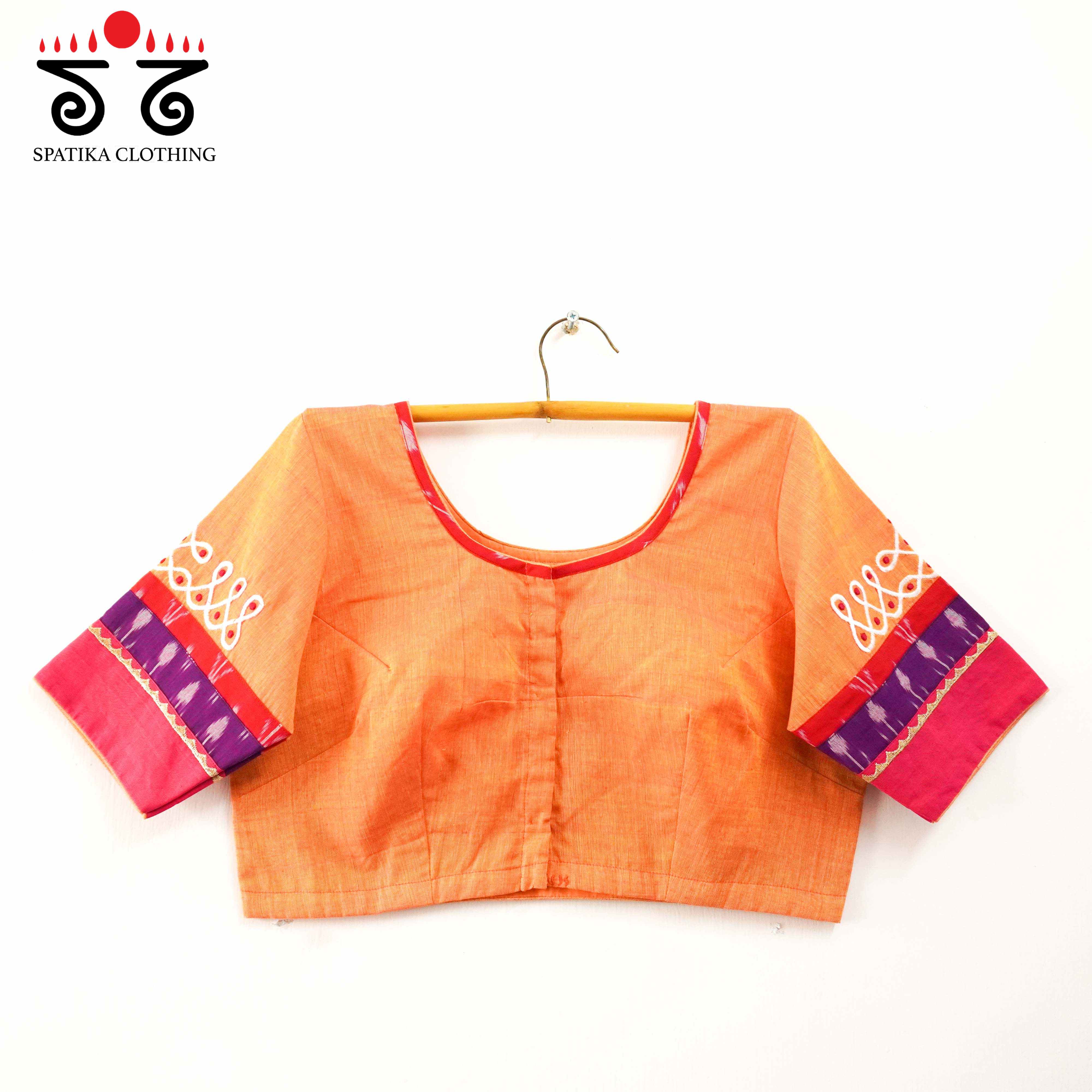 Orange Prabhavati Kolam Handcrafted Blouse