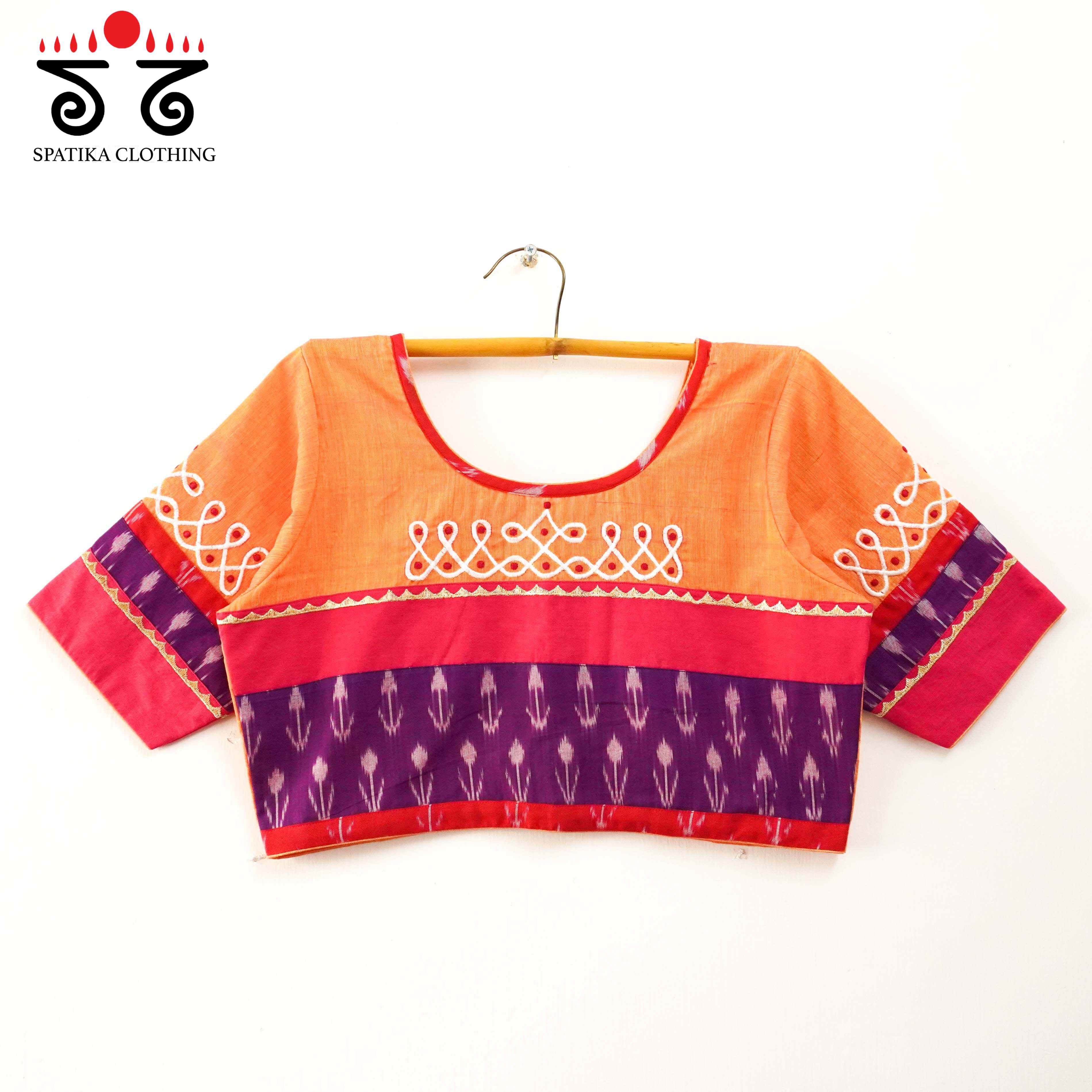 Orange Prabhavati Kolam Handcrafted Blouse
