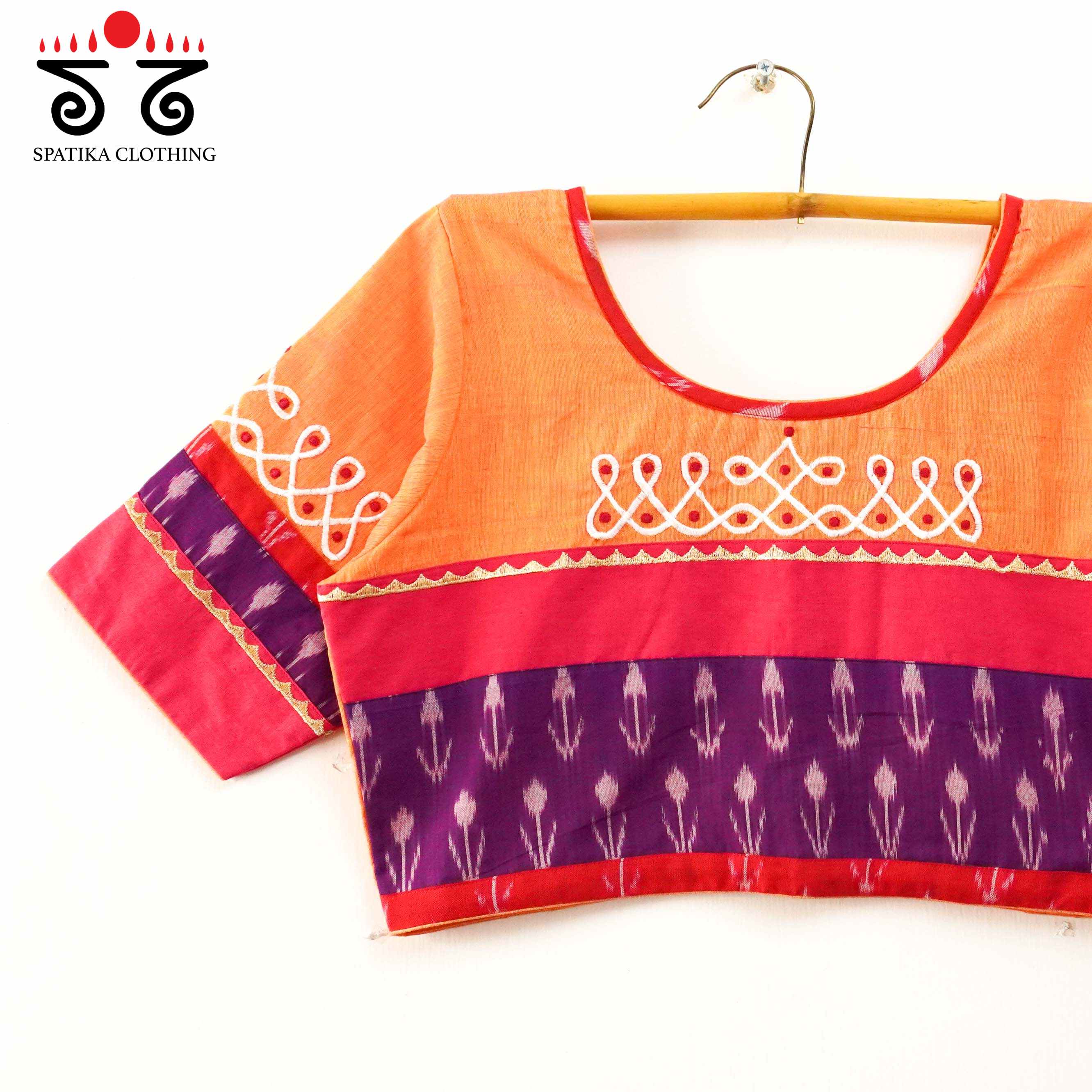 Orange Prabhavati Kolam Handcrafted Blouse