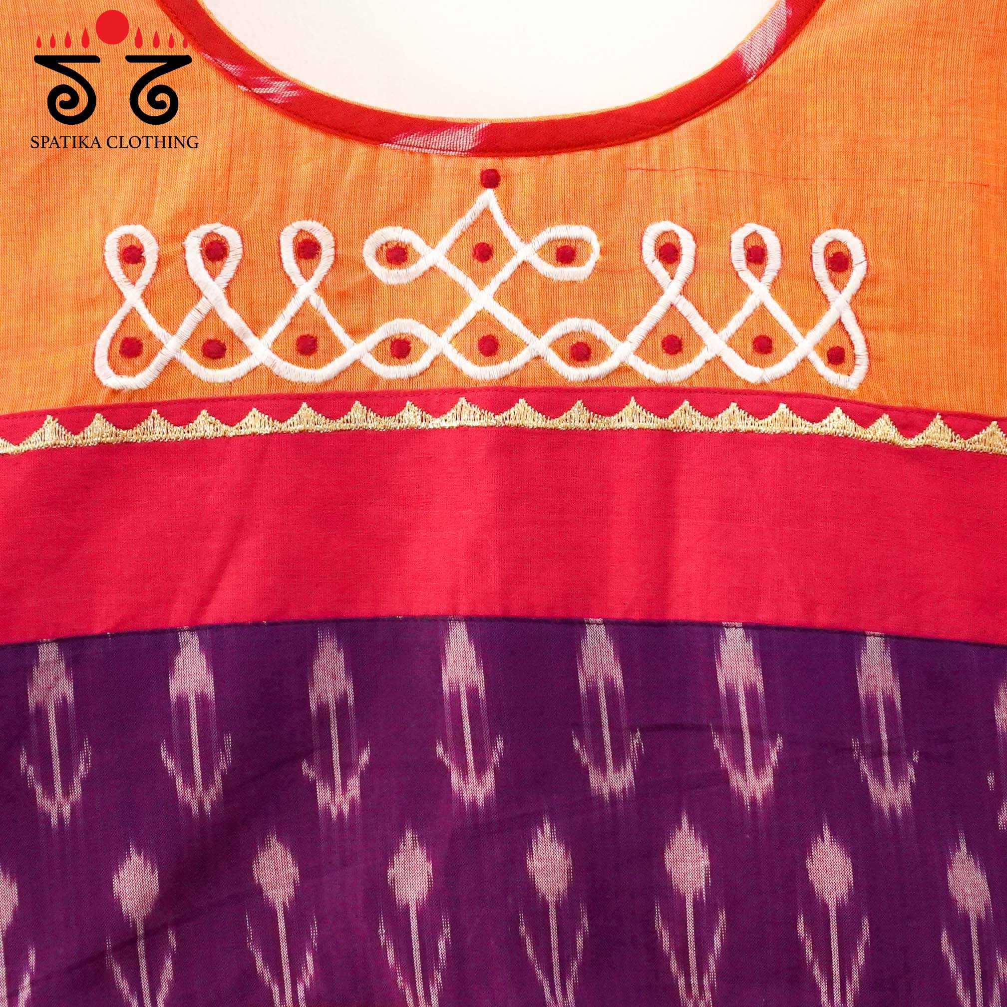 Orange Prabhavati Kolam Handcrafted Blouse