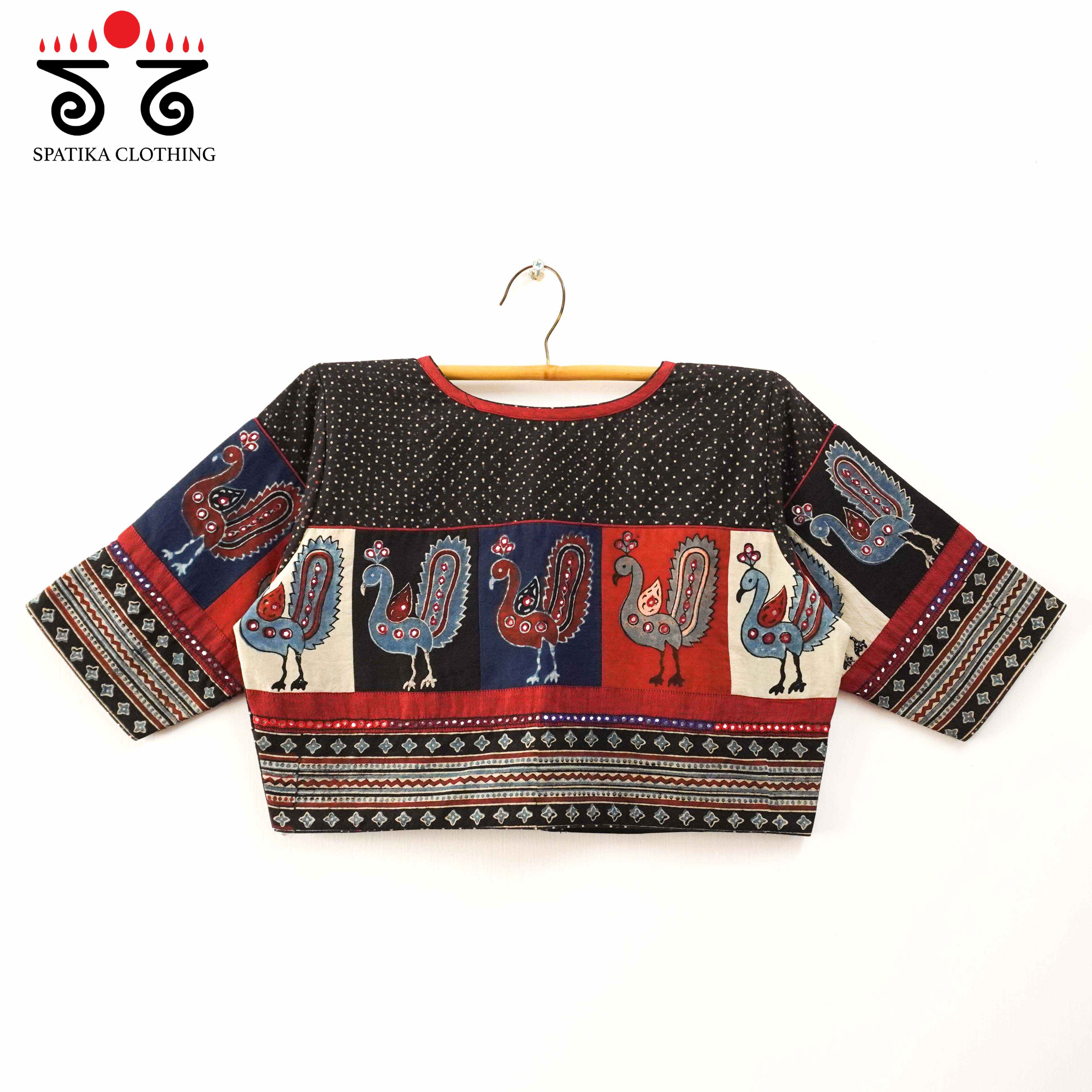 Black Morni-Ajrak Handcrafted Blouse