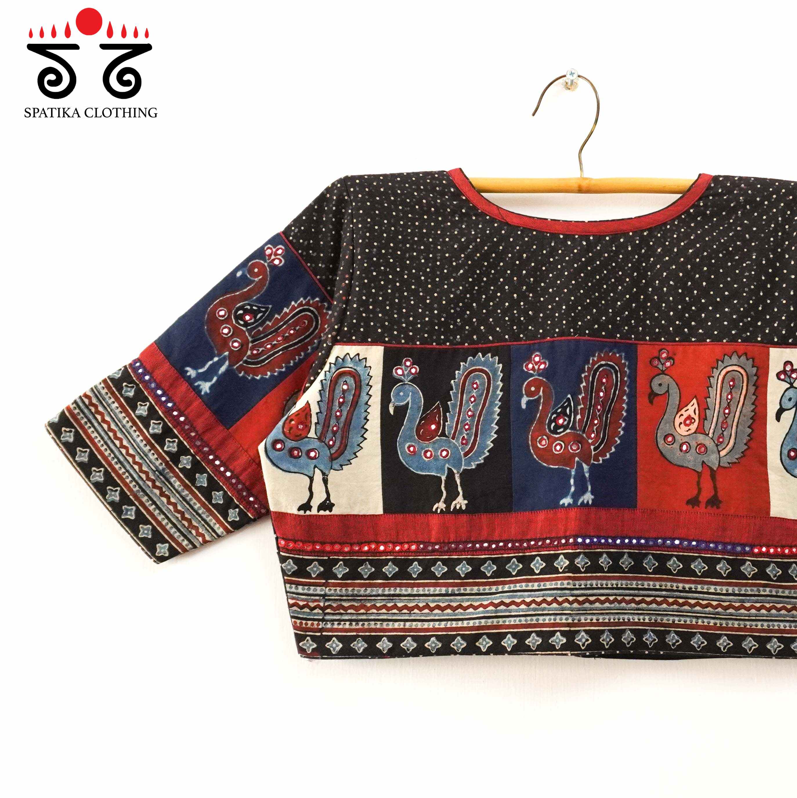 Black Morni-Ajrak Handcrafted Blouse