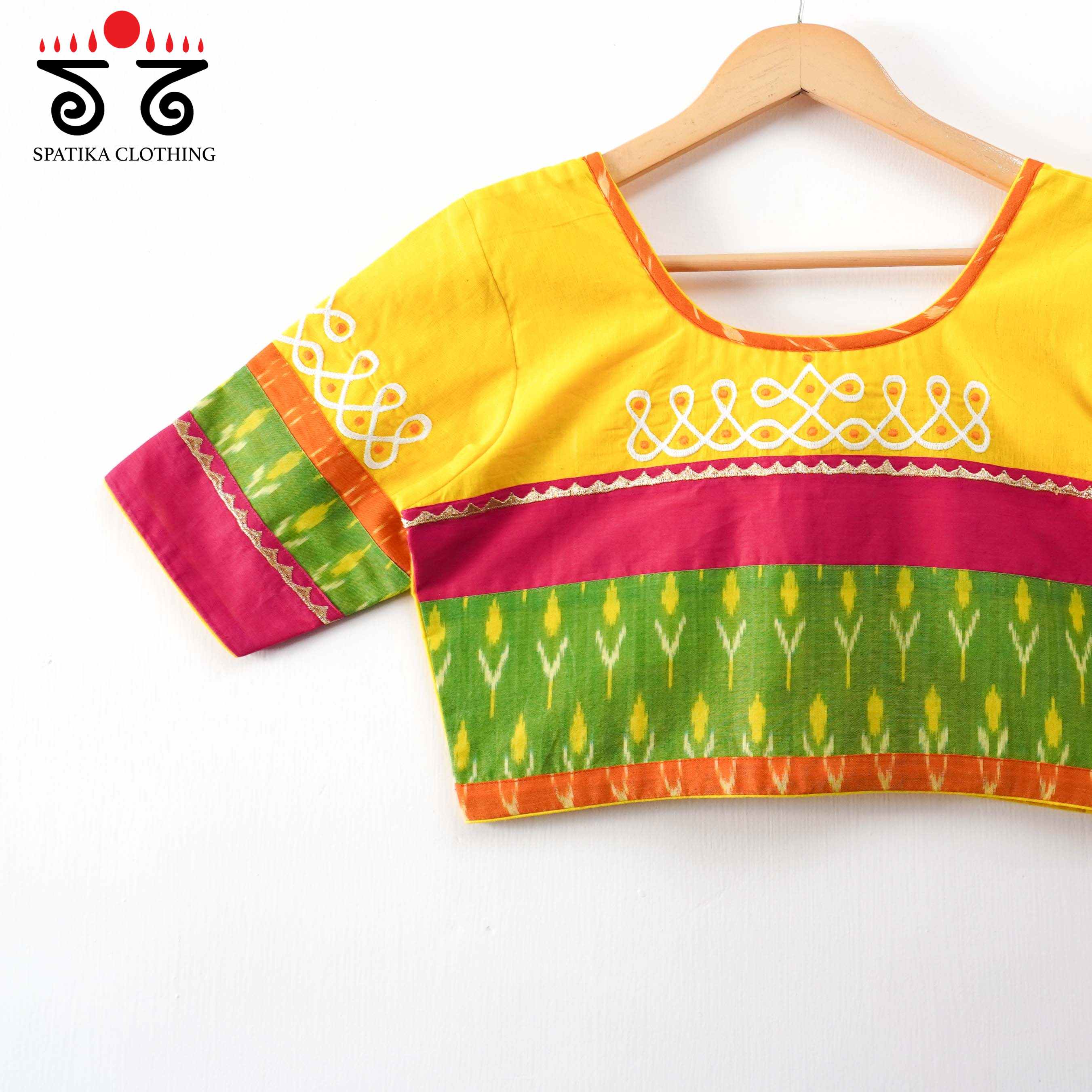Yellow Prabhavati Kolam Handcrafted Blouse