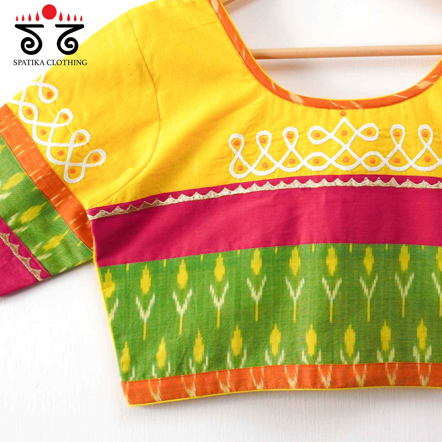 Yellow Prabhavati Kolam Handcrafted Blouse