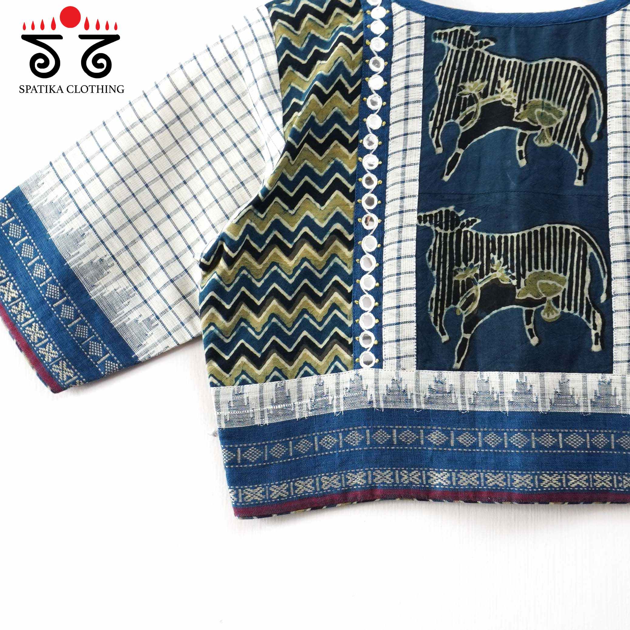 Blue Ponduru Pichwai Handcrafted Blouse