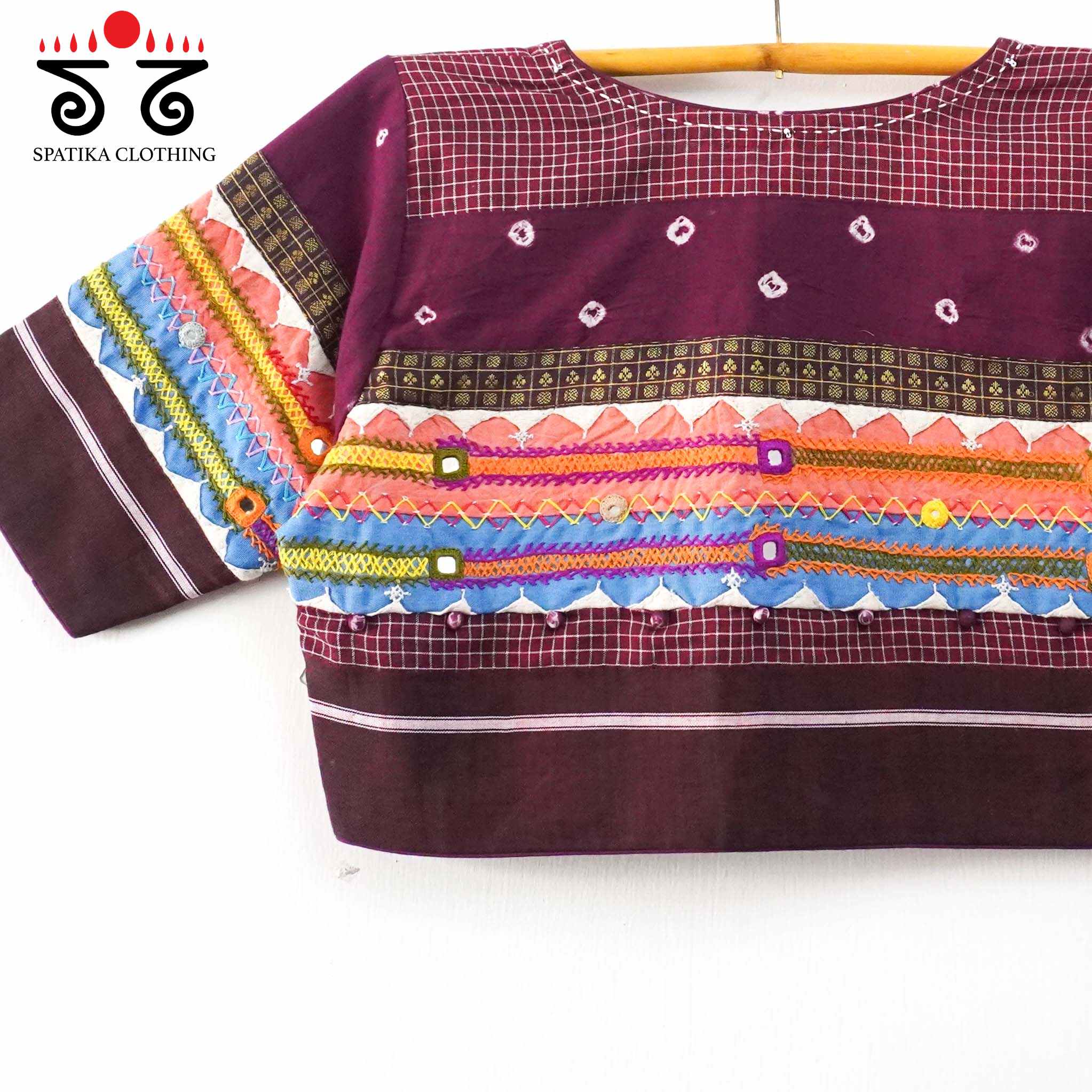 The Patteda Anchu - Maroon Lambani Blouse