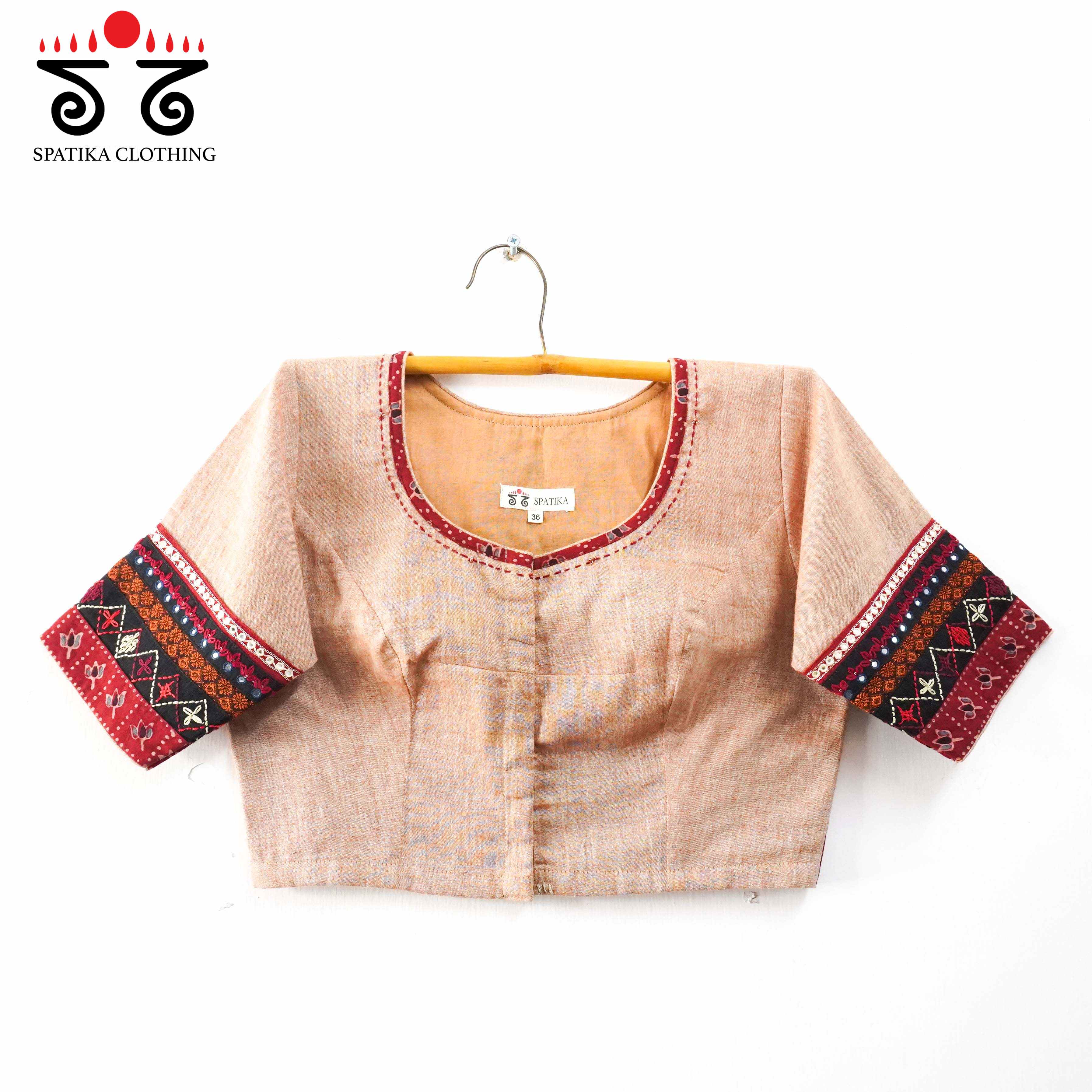 The Morni Peach Patchwork Blouse