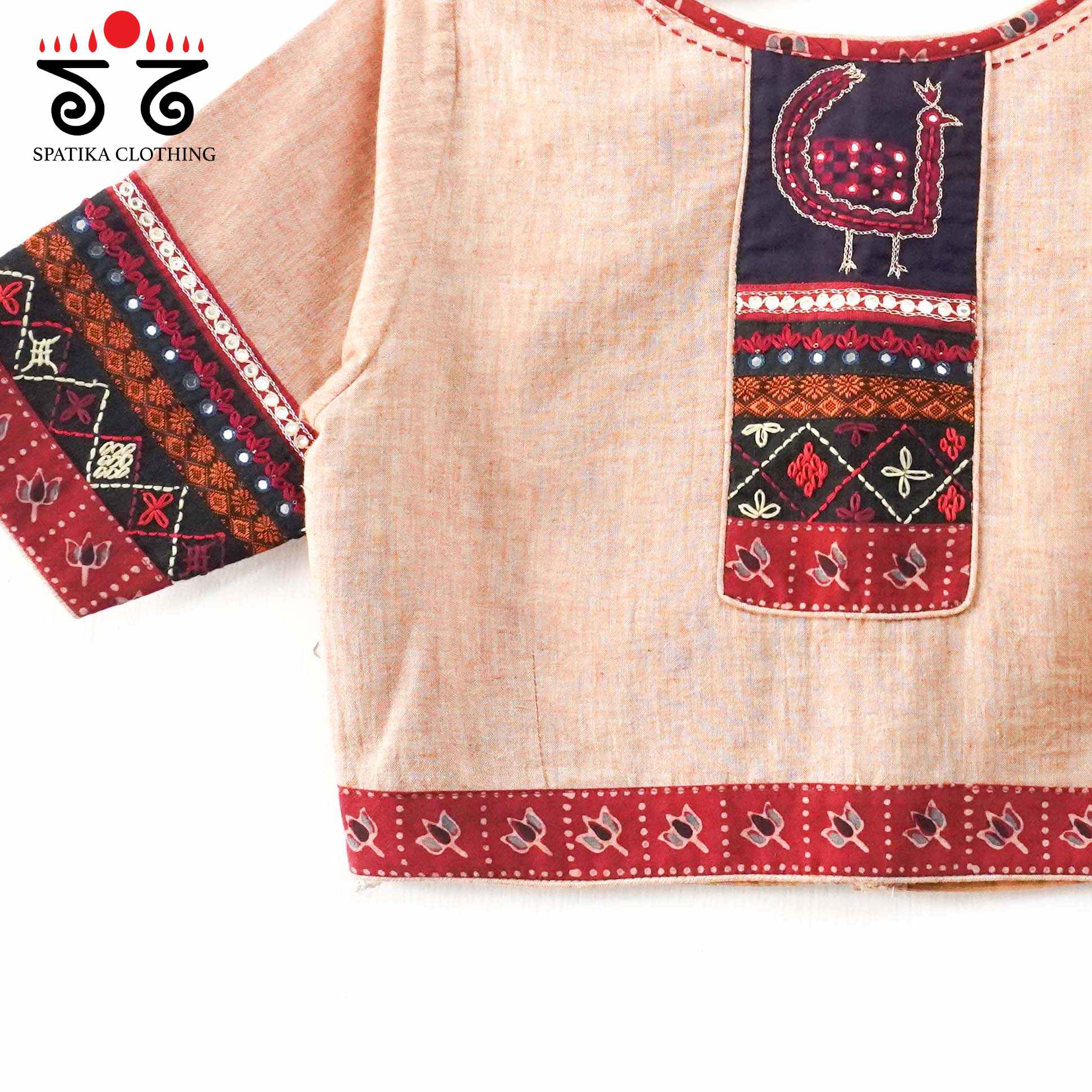 The Morni Peach Patchwork Blouse