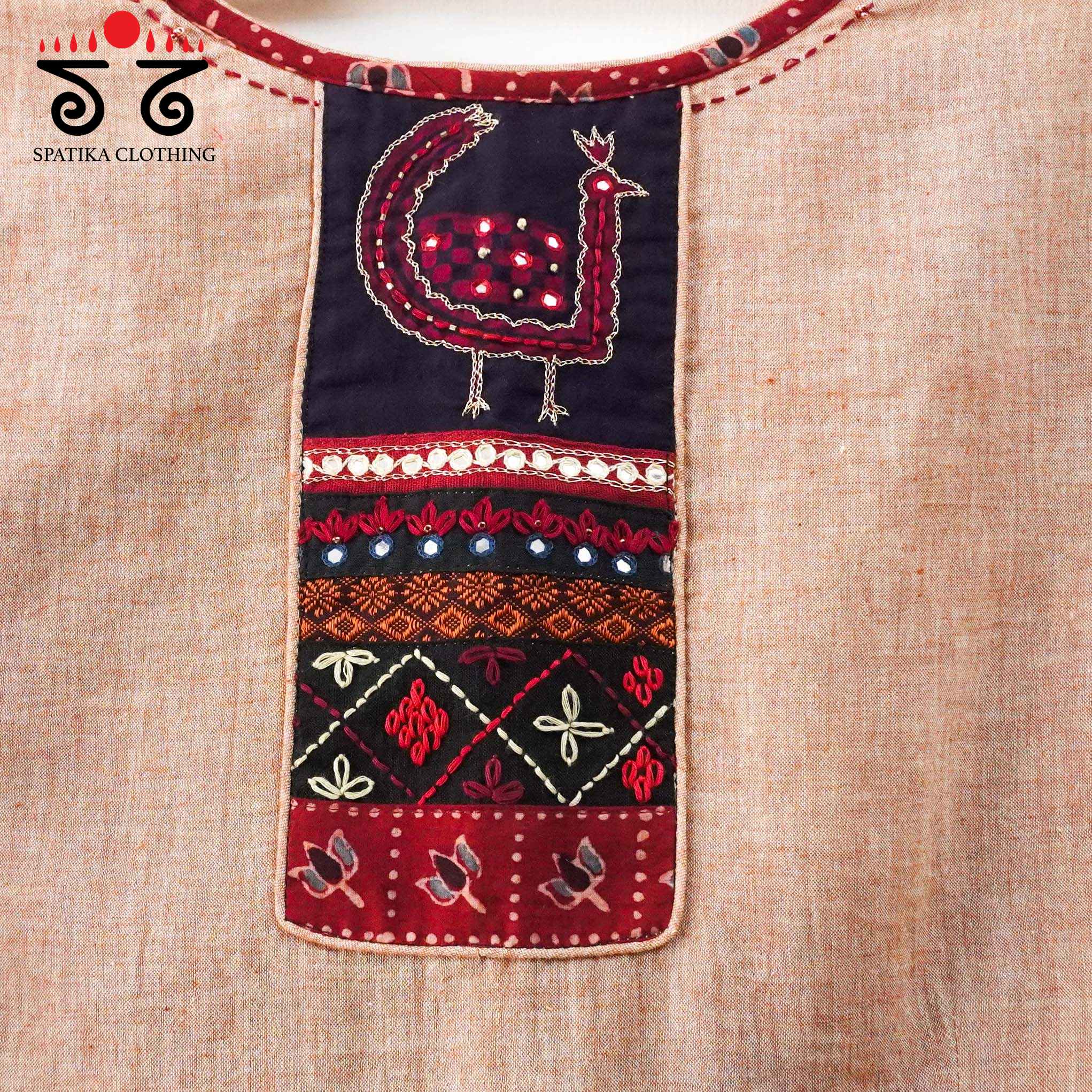 The Morni Peach Patchwork Blouse