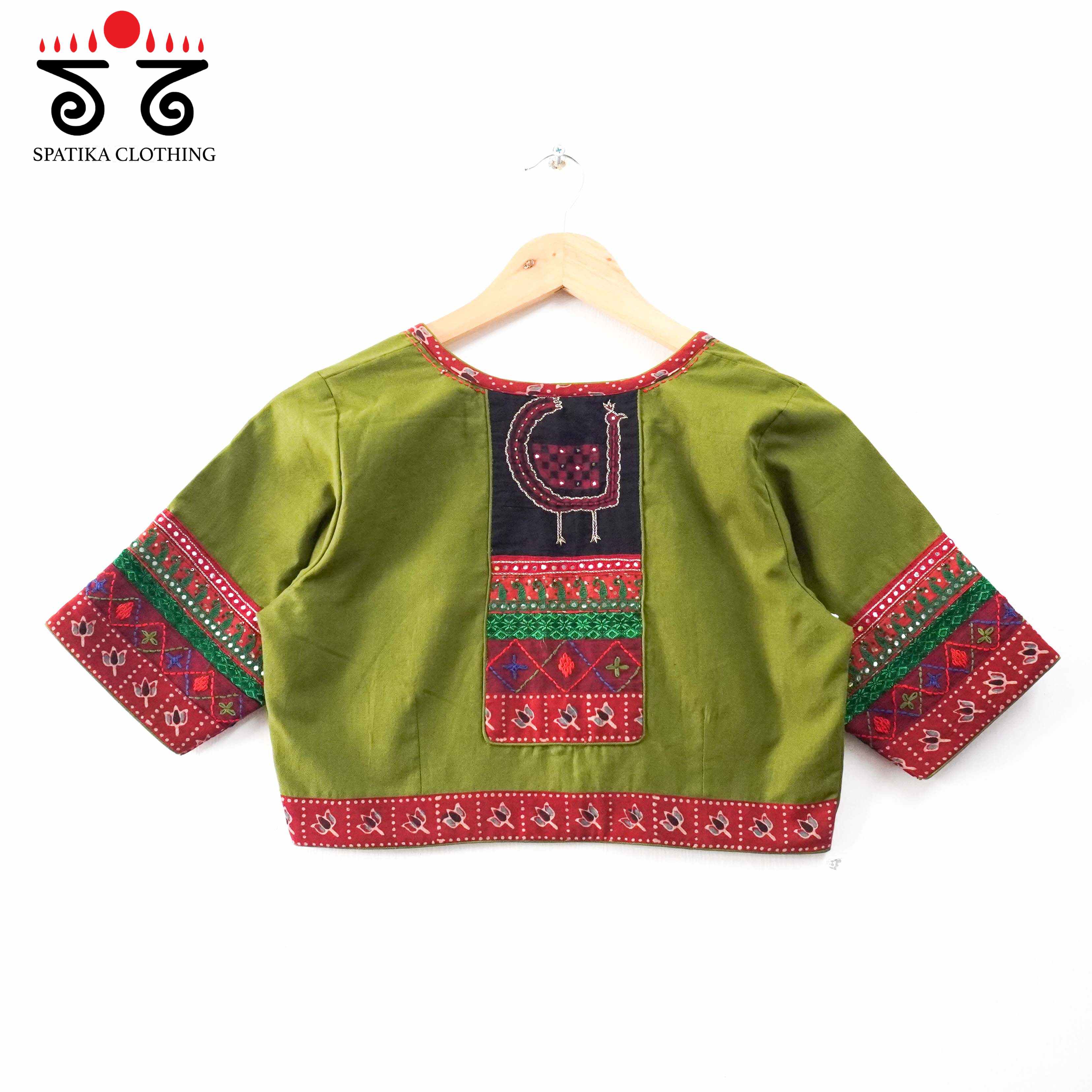 The Morni Green Patchwork Blouse