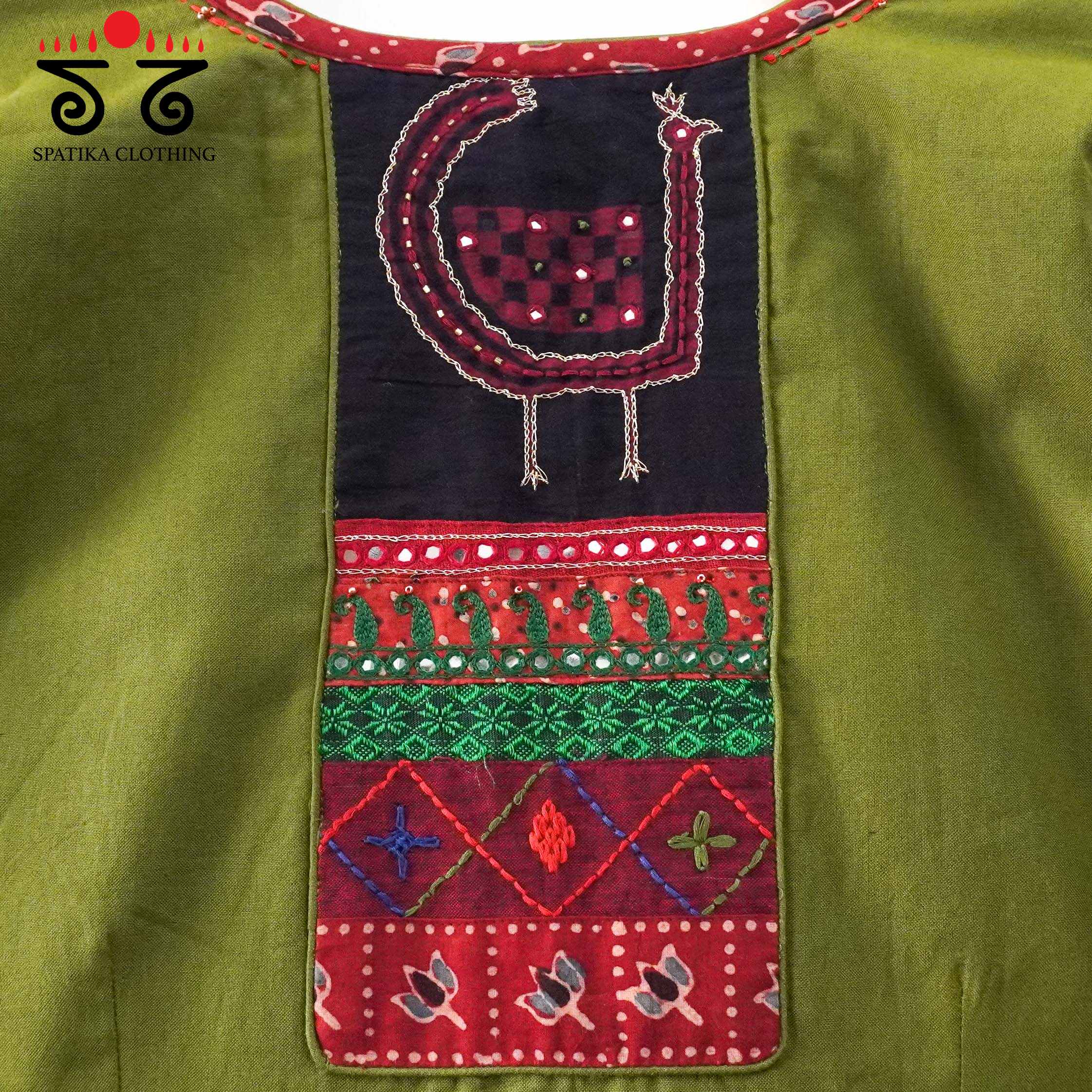 The Morni Green Patchwork Blouse