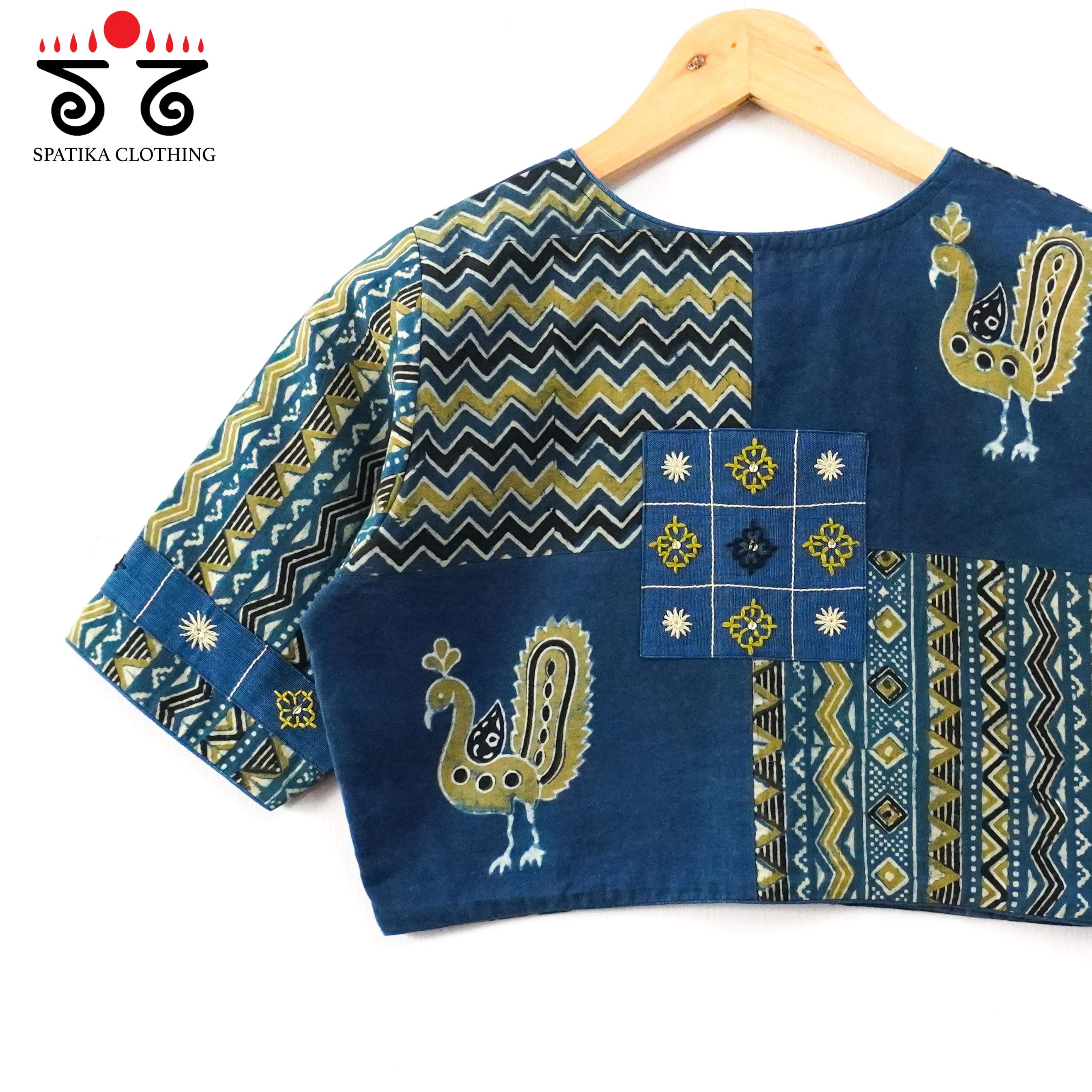 Blue Morni Collage-Handcrafted Blouse