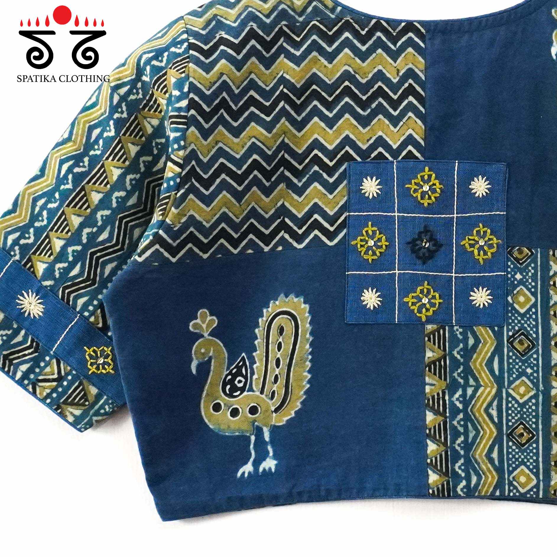 Blue Morni Collage-Handcrafted Blouse