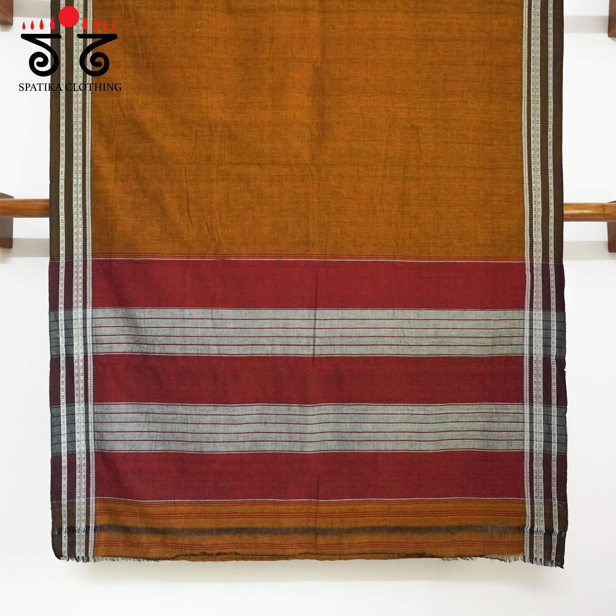 Brown Ilkal Handwoven Cotton Saree - Kalamkari Blouse