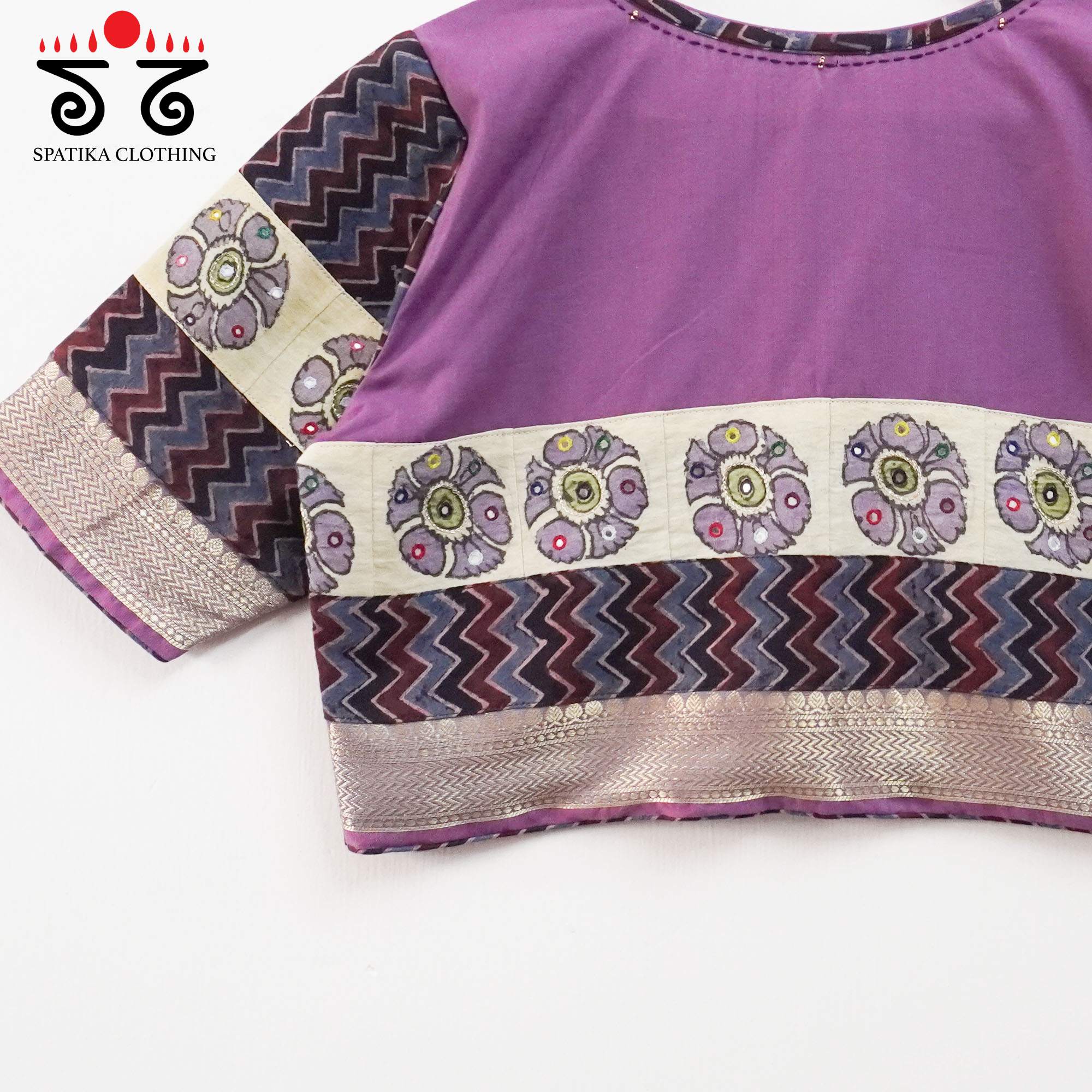 Violet Pen Kalamkari - Handcrafted Blouse