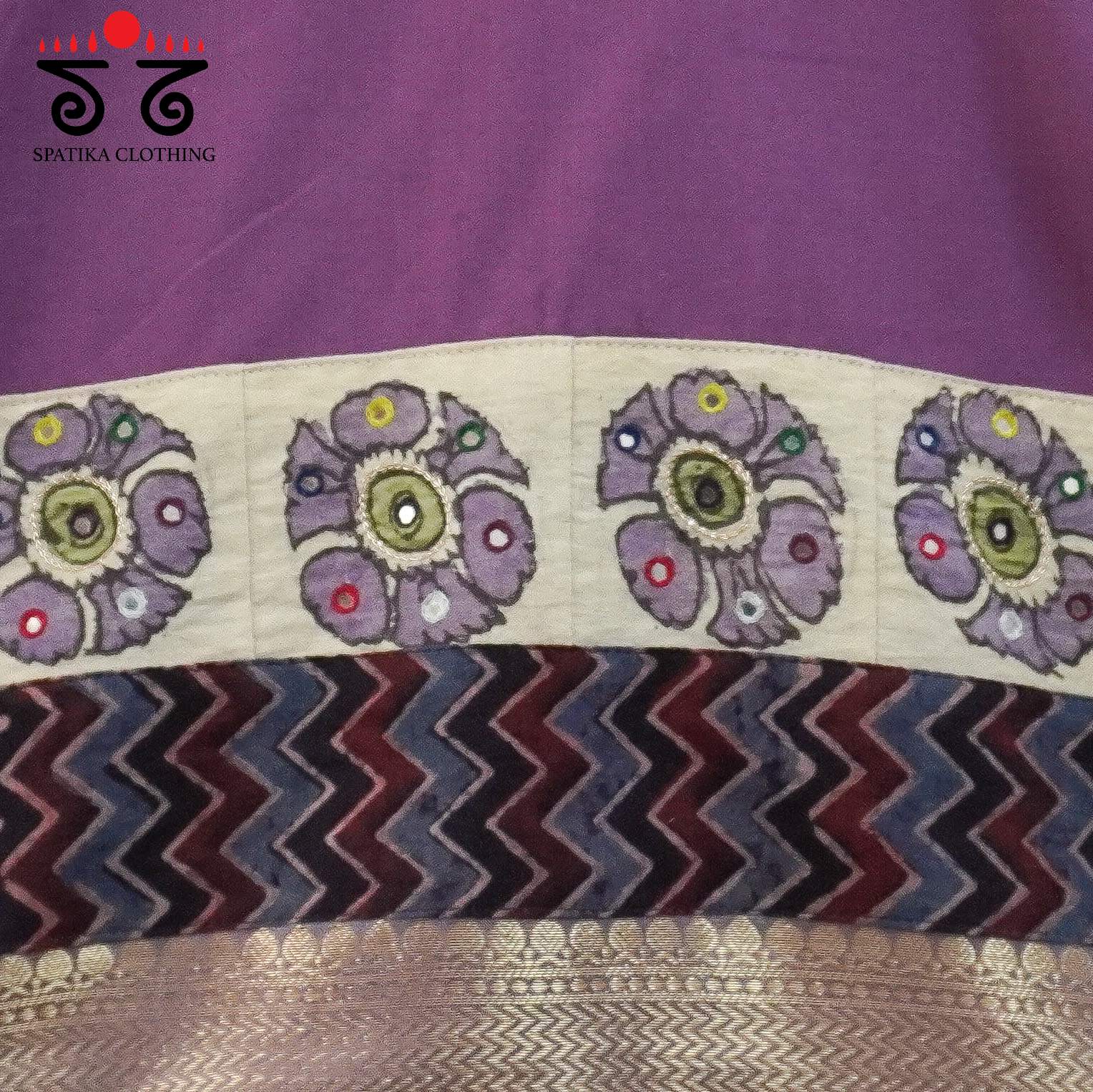 Violet Pen Kalamkari - Handcrafted Blouse
