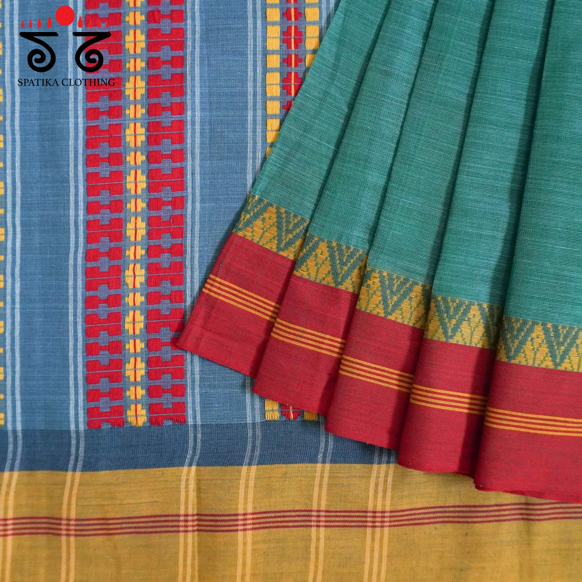 Begampur - Green Handwoven Cotton Saree