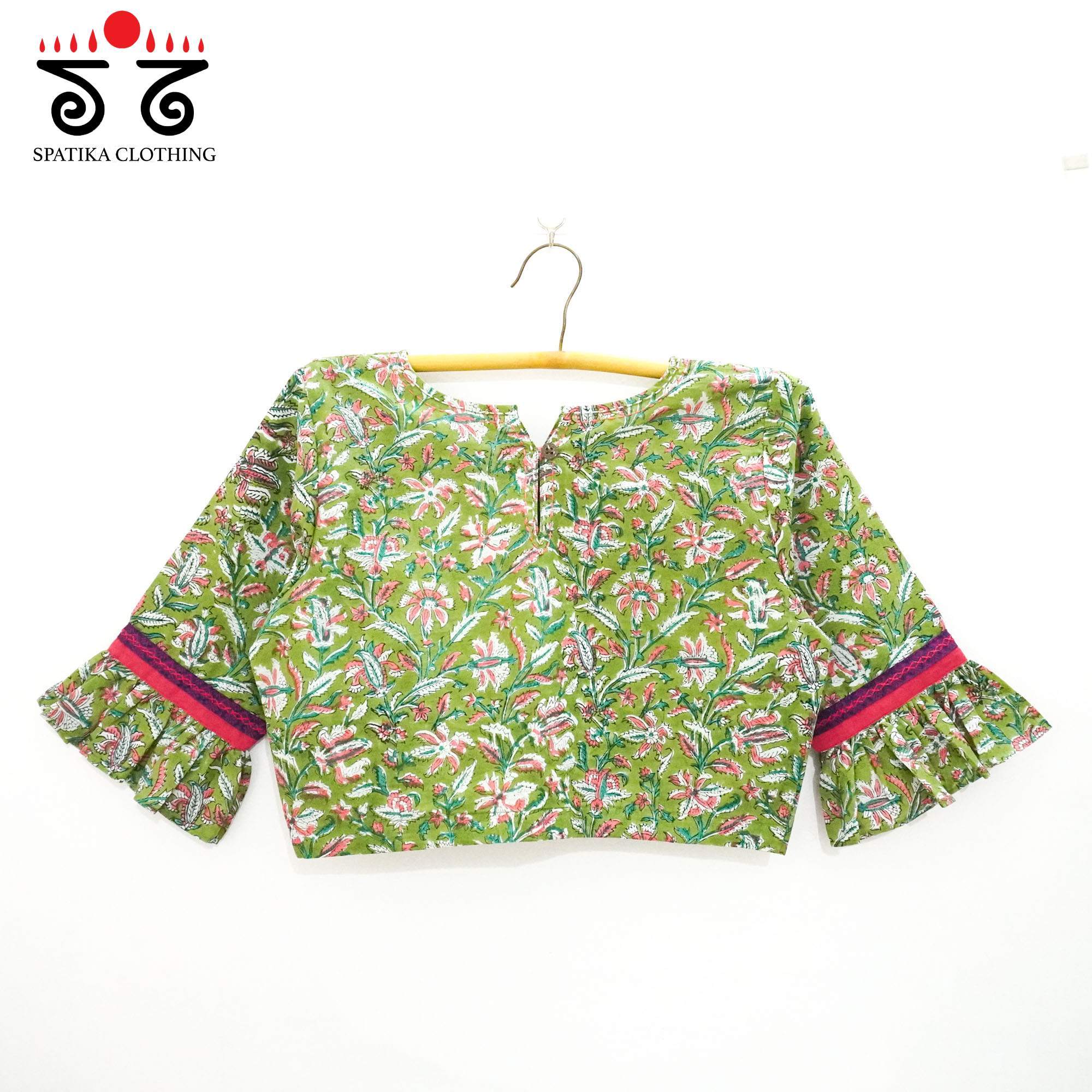 The Green Ruffle Sleeve Blouse