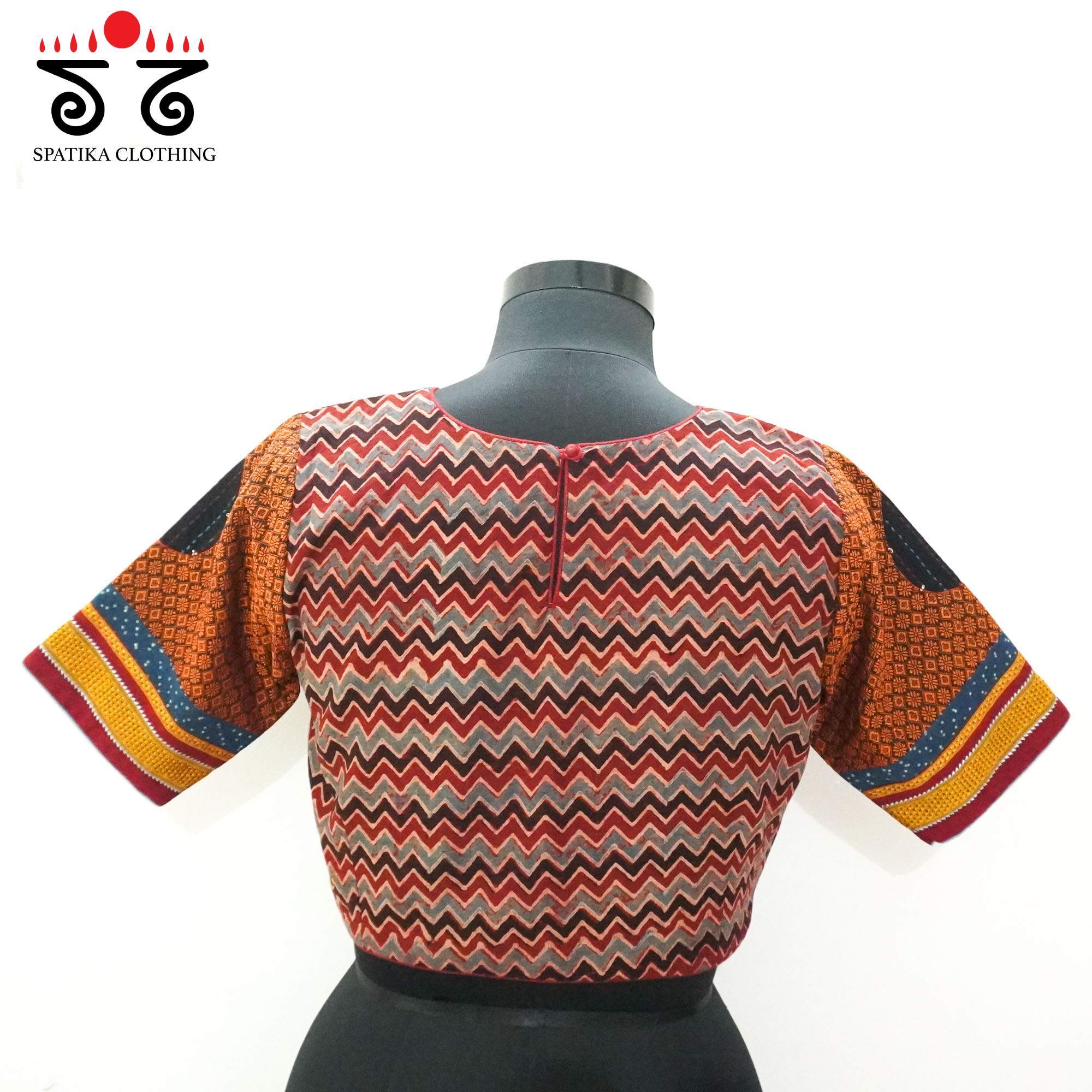 Red Ajrak leaf inlay Blouse!