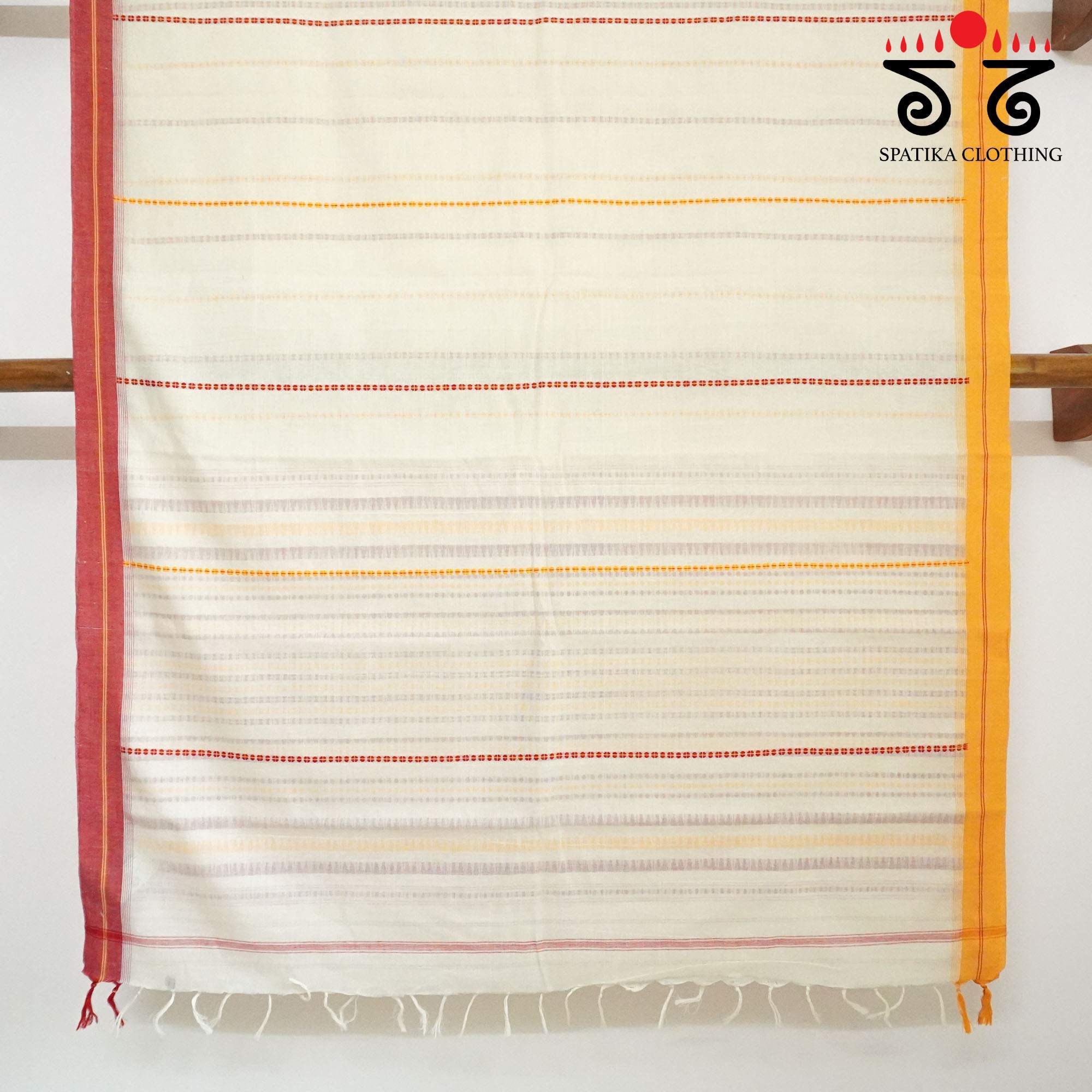 Begampur - Off-white Handwoven Cotton Saree New!